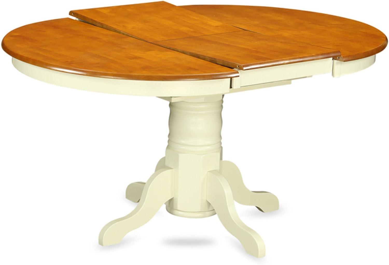 Contemporary Buttermilk & Cherry Wood Round Extendable Dining Table