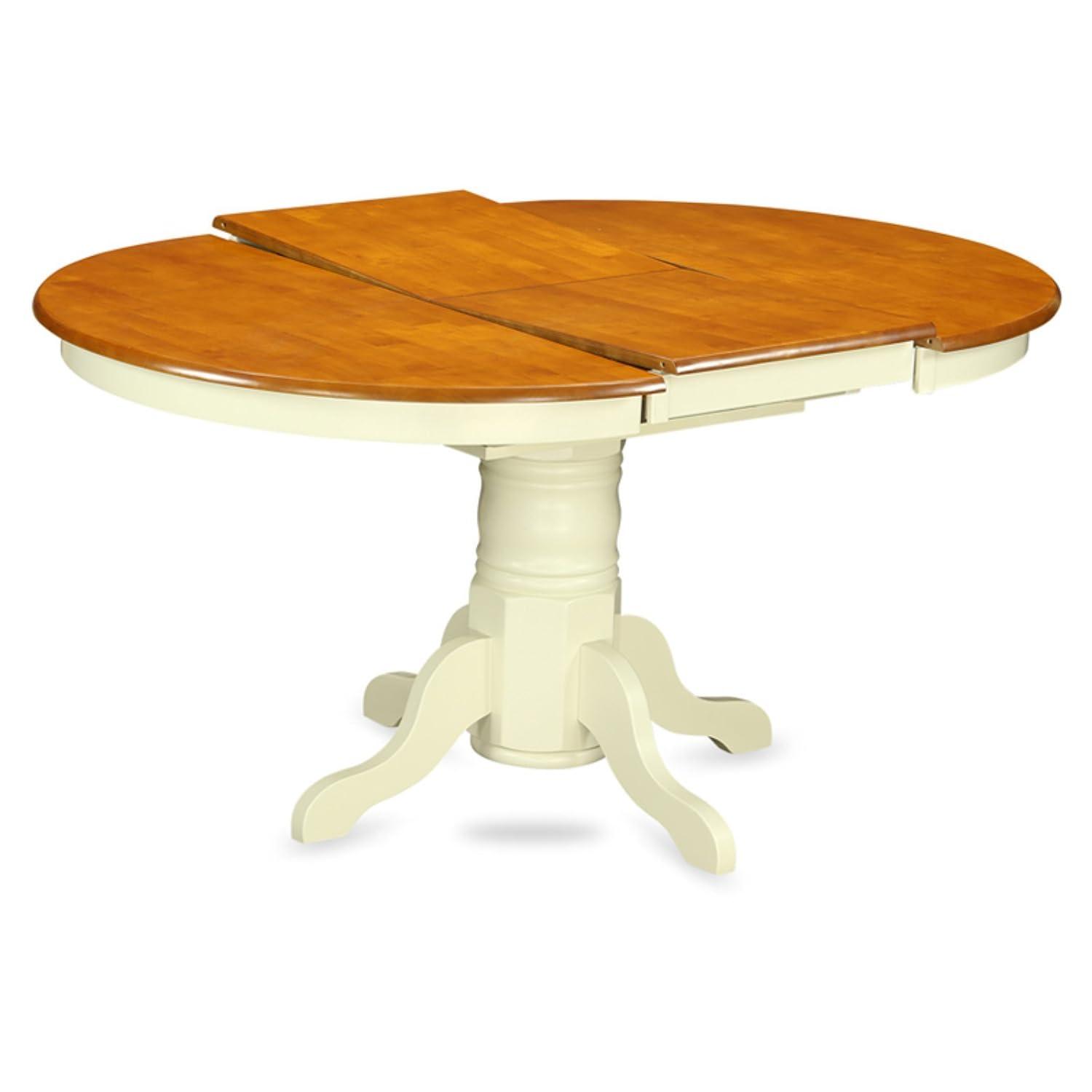East West Furniture AVT-OAK-TP a Pedestal Oval Table with 18" Butterfly leaf, Oak