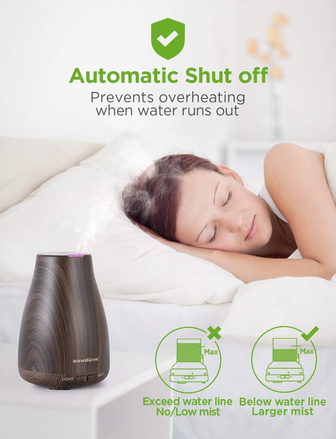 InnoGear Upgraded Aromatherapy Essential Oil Diffuser,Ultrasonic Diffusers Cool Mist Humidifier with 7 Colors LED Lights and Waterless Auto Shut-off for Home Office Bedroom Room( Latest Model)
