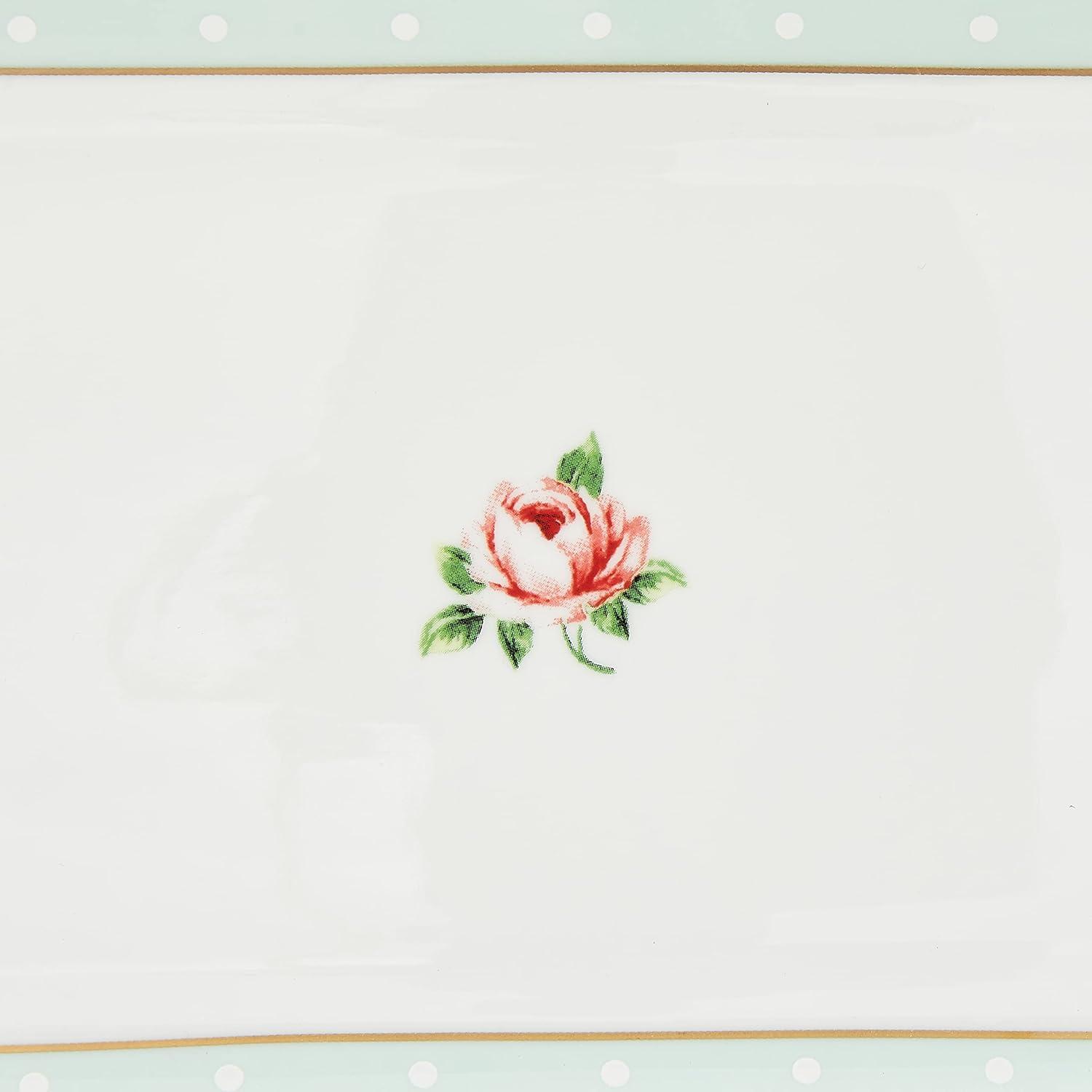 Vintage Polka Rose Gold-Trimmed Fine Bone China Serving Tray