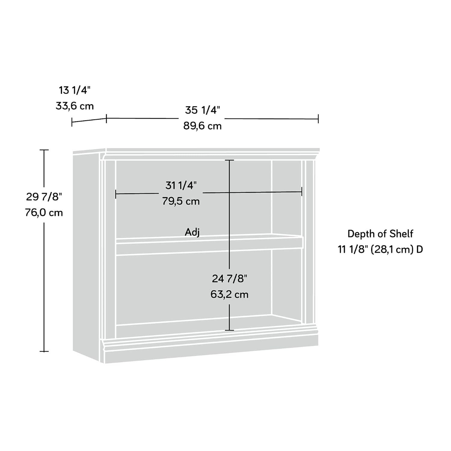 Sauder 29.9" 2Shelf Bookshelf Estate Black : Adjustable, Laminated, Mid-Century Modern Style: Particle Board Frame, Console Design