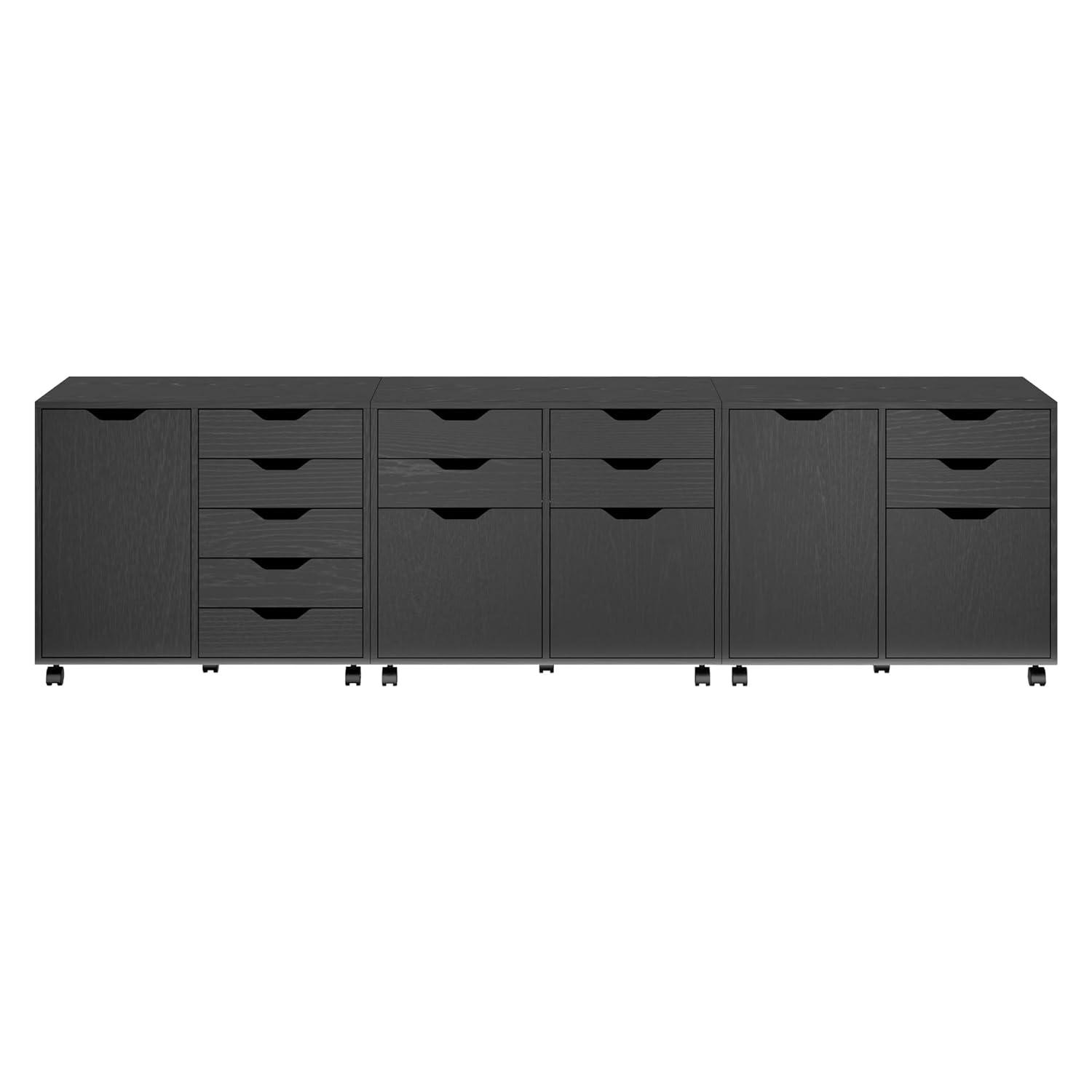 Winsome Wood Halifax 3-Pc Cabinet Set with File Drawer, Black Finish