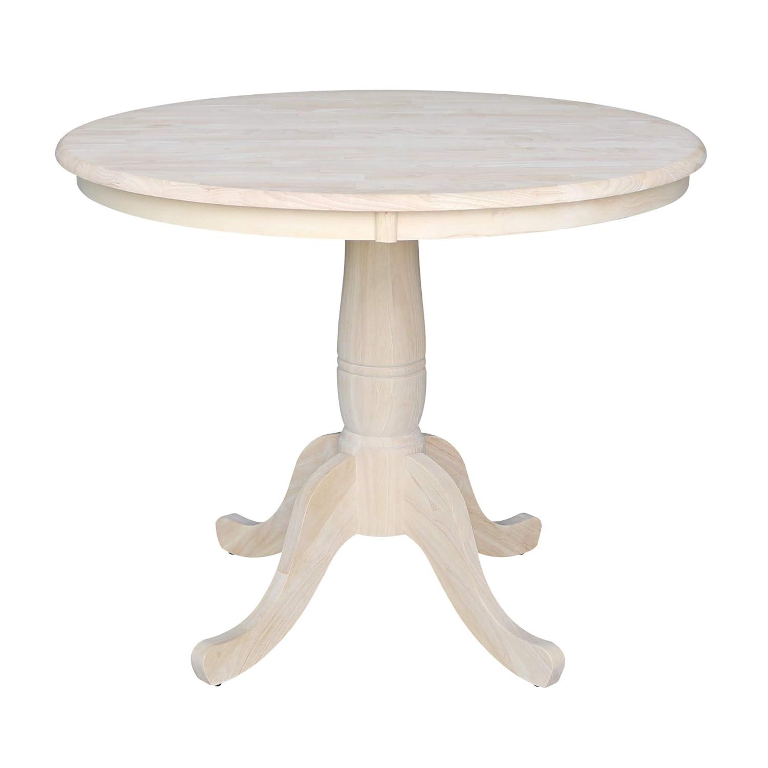 36" Round Top Pedestal Dining Table Unfinished - International Concepts