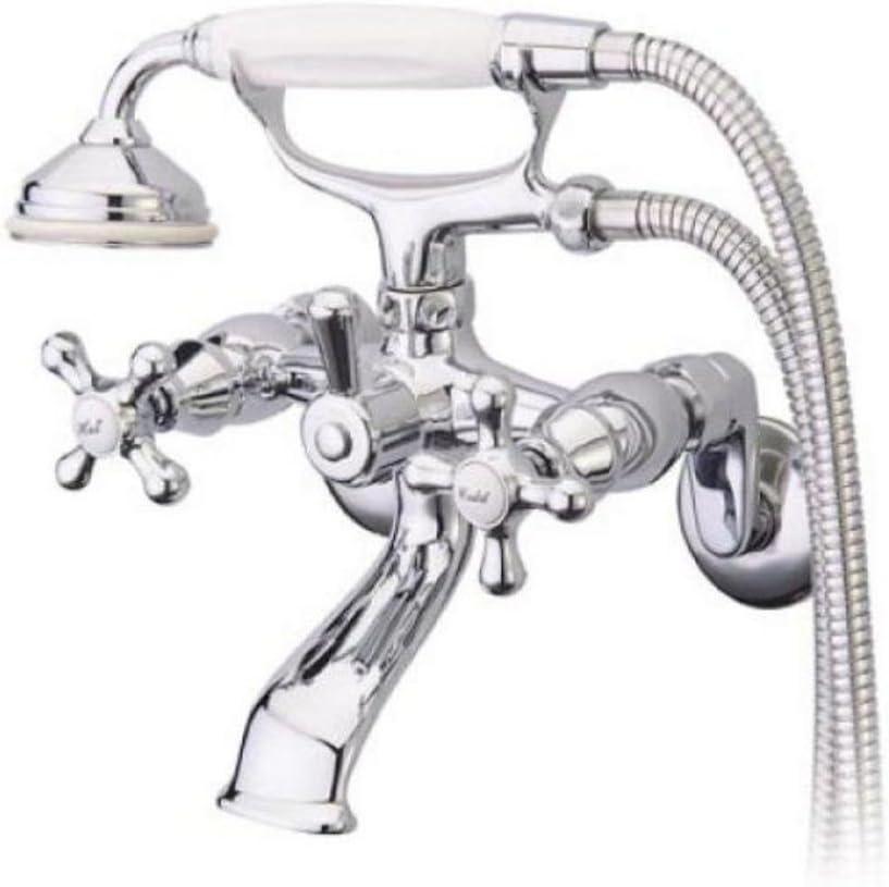 Kingston Brass Kingston Two-Handle 2-Hole Wall Mount Clawfoot Tub Faucet with Hand Shower