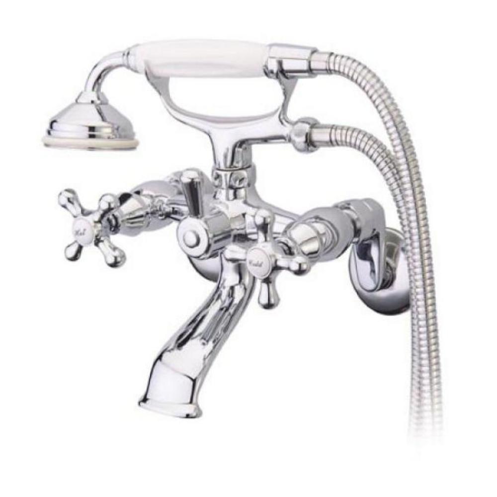 Kingston Brass Kingston Two-Handle 2-Hole Wall Mount Clawfoot Tub Faucet with Hand Shower