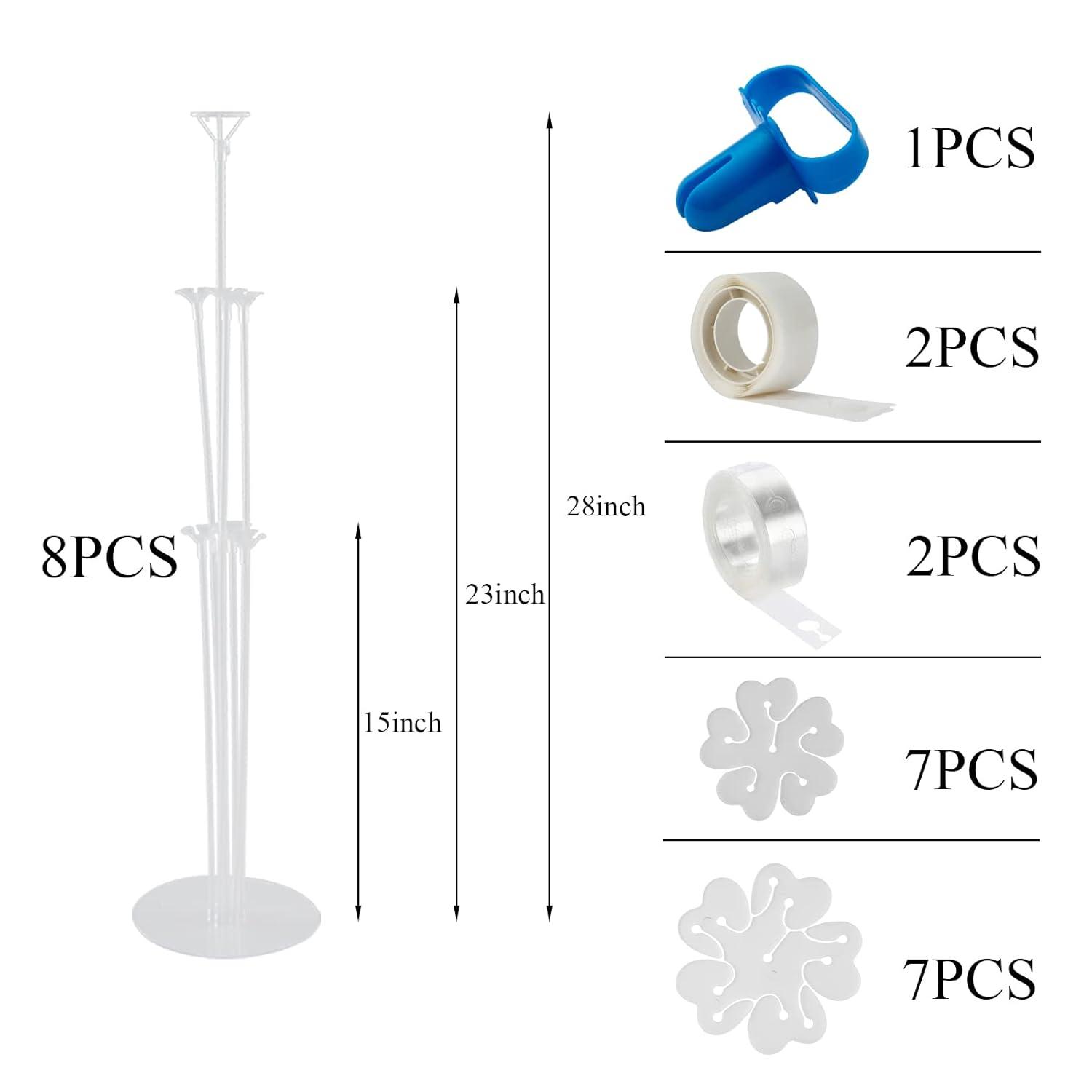 8 Sets 28 Inch Balloon Stand Kits, Balloon Sticks with Base For Table Floor Graduation Baby Shower Happy Birthday Engagement Fiesta Party Decorations Class