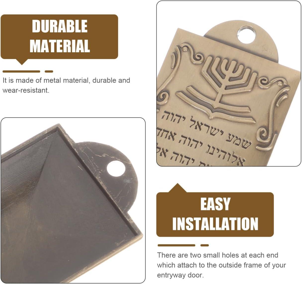 Vintage Metal Mezuzah Case with Hebrew Scroll Blessing