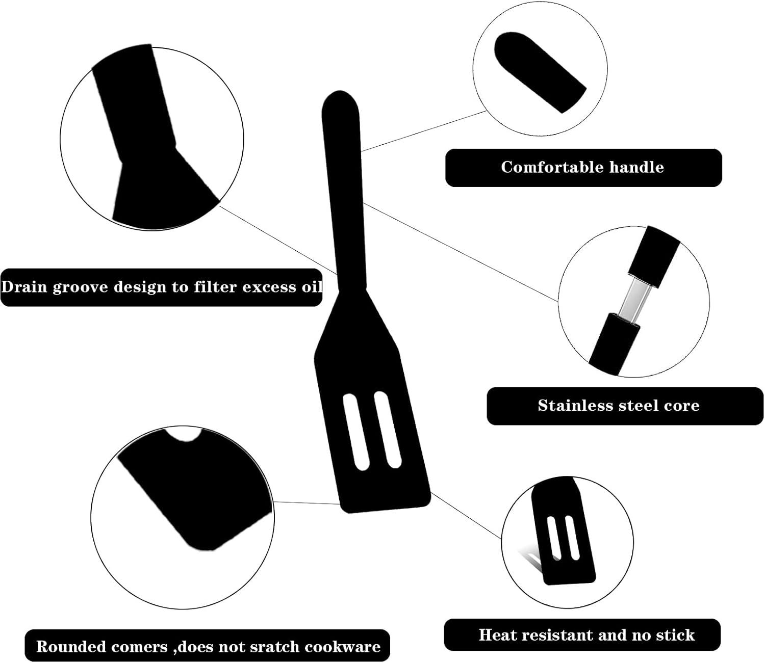 Mini Brownie Serving Spatula, Cookie Silicone Spatulas Flexible Nonstick Silicone Serve Turner Heat-Resistant for Flip Egg in Small Frying Pan Cookie Batter Cookware Cooking Baking