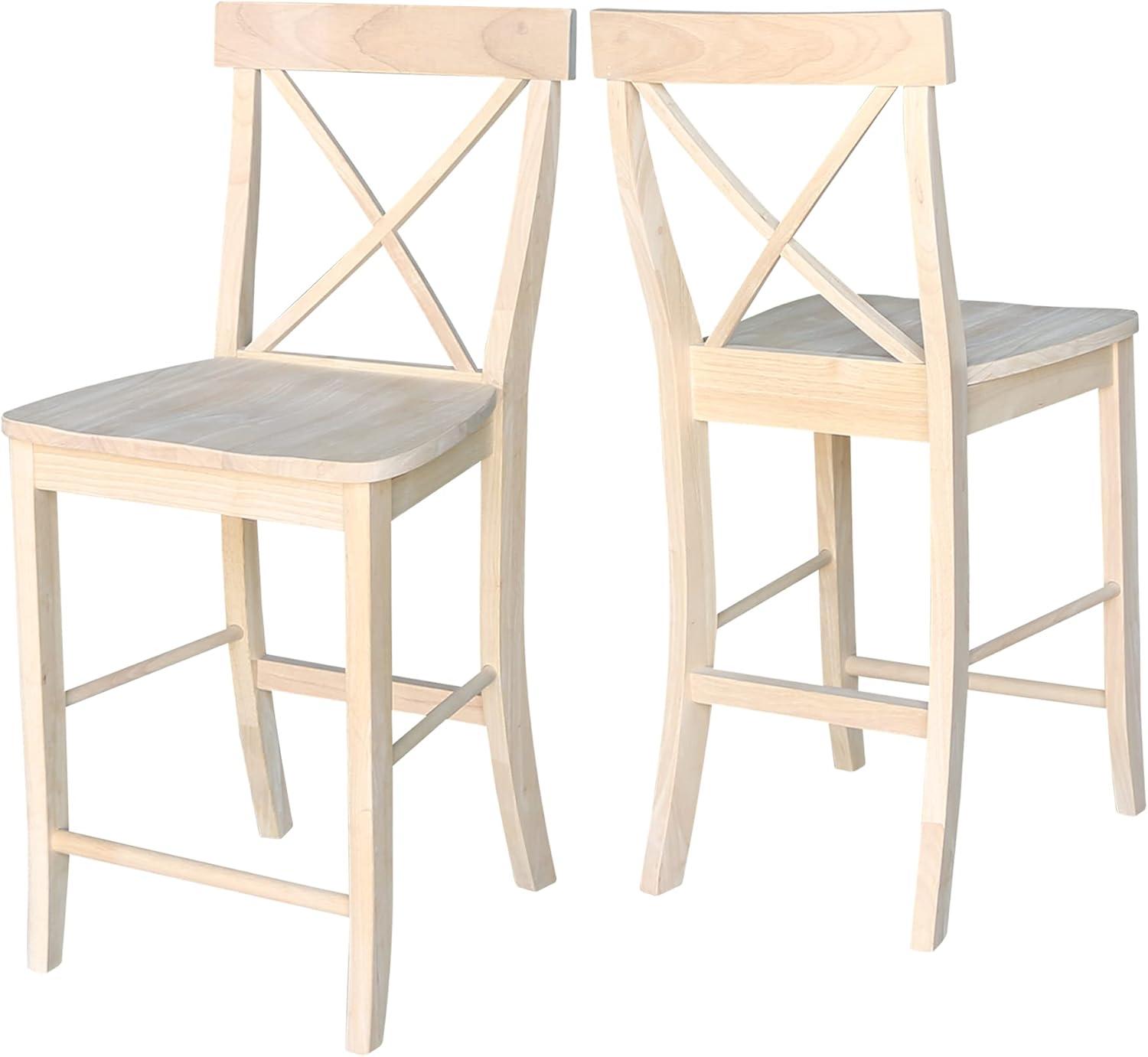 X Back Counter Height Barstool Unfinished - International Concepts