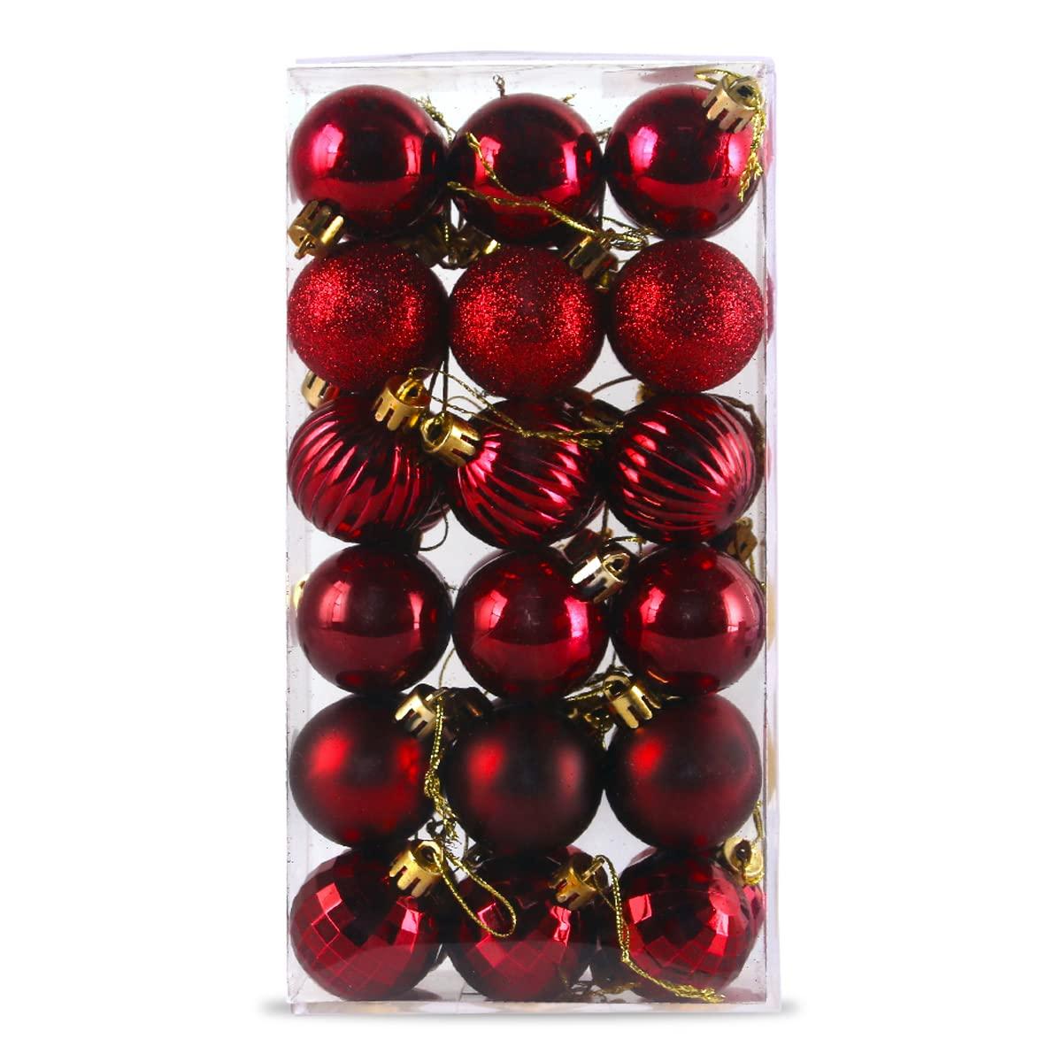 GameXcel Christmas Balls Ornaments for Xmas Tree - Shatterproof Christmas Tree Decorations Small Hanging Ball Wine Red 1.6 Inch x 36 Pack