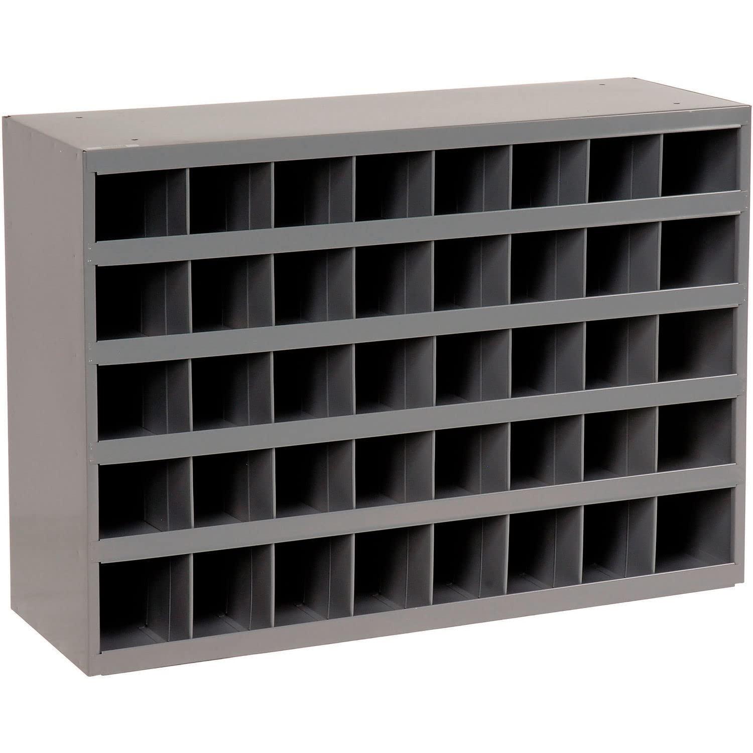 Gray Steel 40-Opening Bin Storage Unit with Slope Design