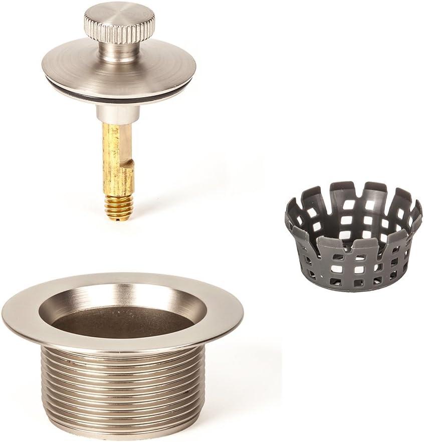 Brushed Nickel Lift Turn Bathtub Drain Assembly with Strainer