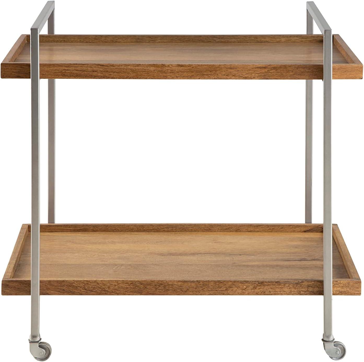 Gensler Solid Wood Warm Mango 2 Shelf Bar Cart