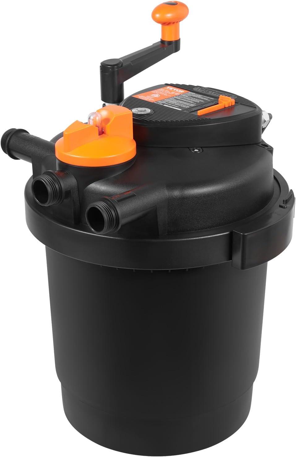 KFFKFF Biological Pressure Pond Filter, Suitable for 3200 Gallons, Equipped with 13W UV-C Lamp, 2630 GPH, Pressurized Pond Filtration System Equipment for Fountain Pool