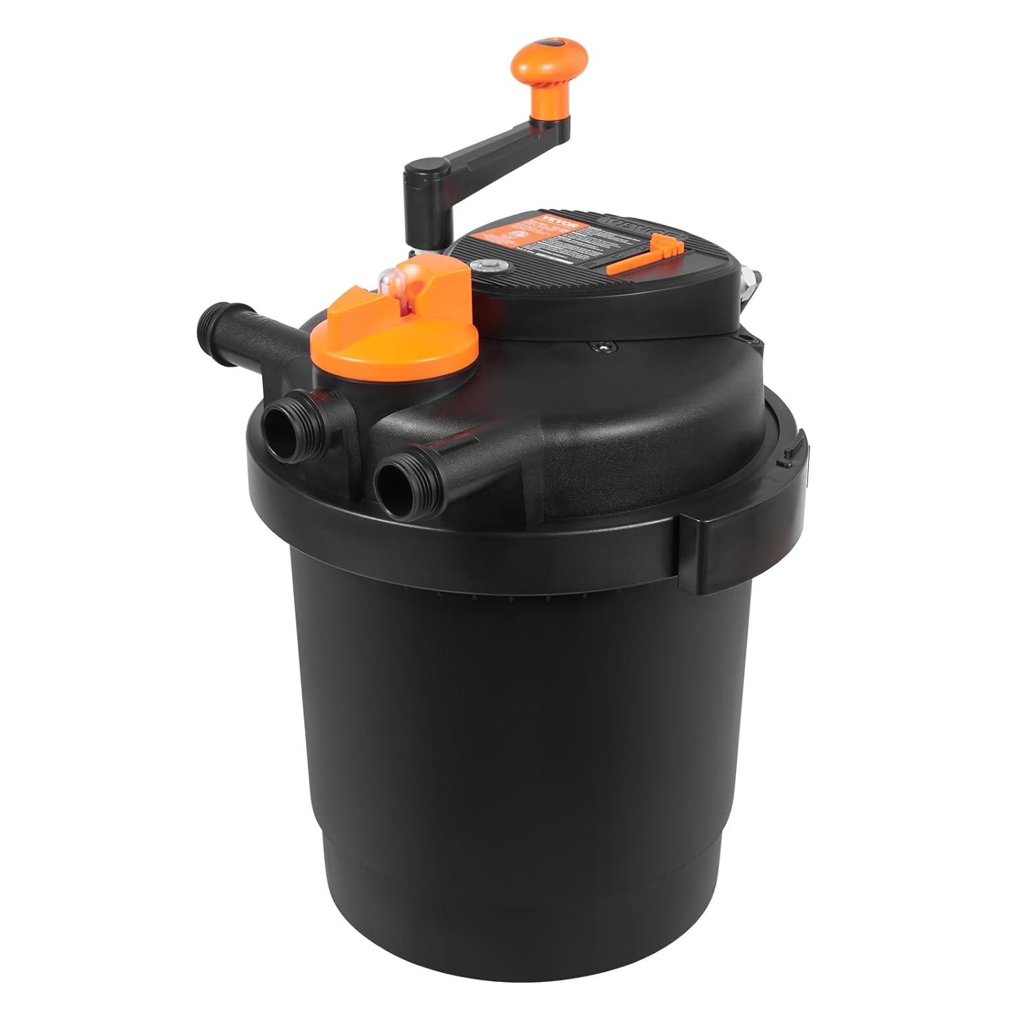 KFFKFF Biological Pressure Pond Filter, Suitable for 3200 Gallons, Equipped with 13W UV-C Lamp, 2630 GPH, Pressurized Pond Filtration System Equipment for Fountain Pool