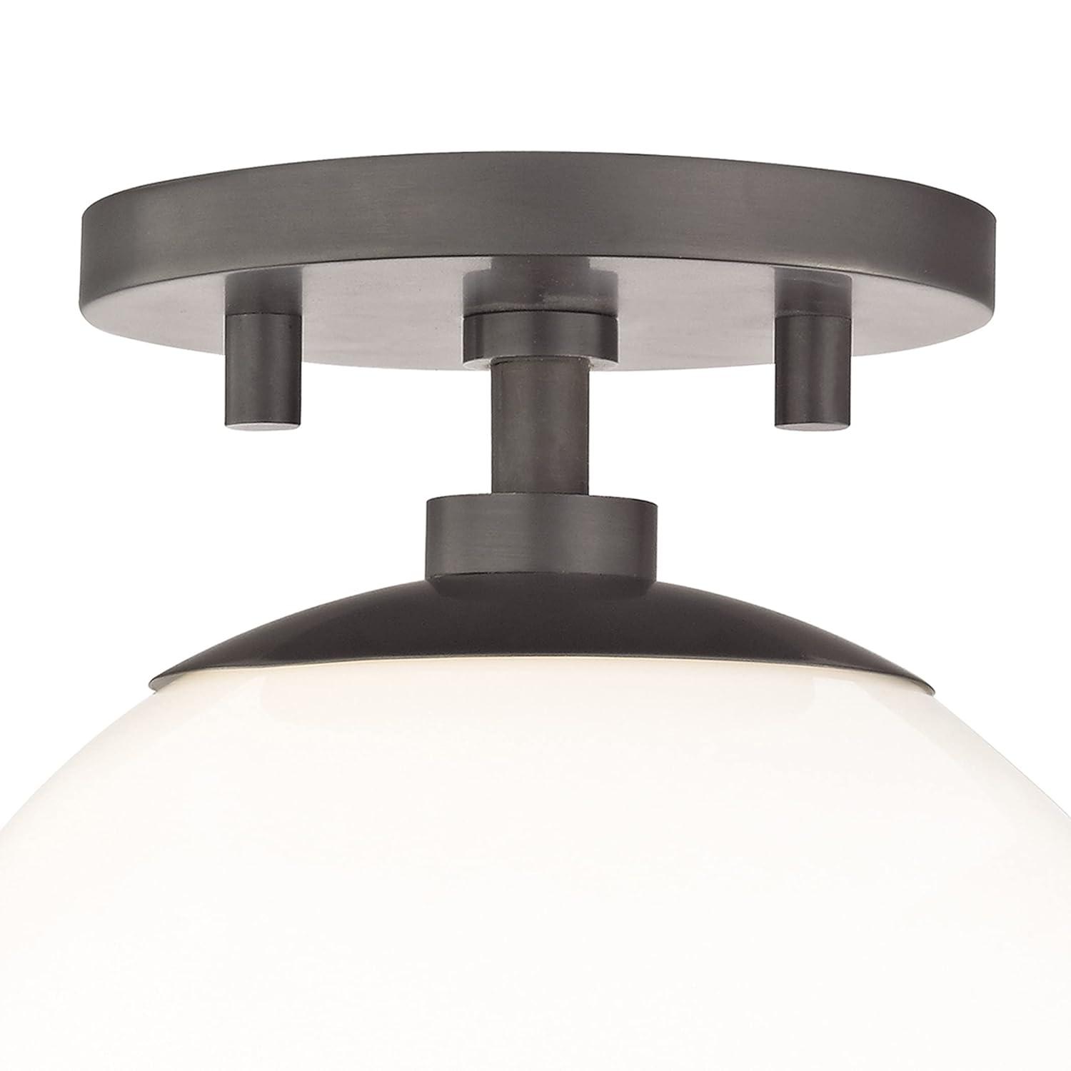 Mitzi Stella 1 - Light Semi-Flush Mount in  Old Bronze White Shade