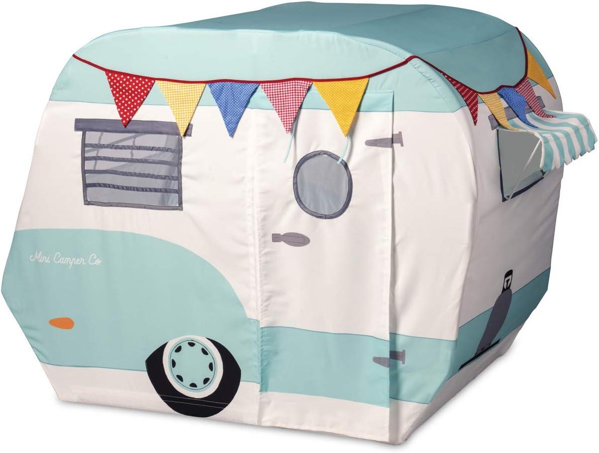 Retro Cotton Canvas Camper Playhouse with Colorful Banners