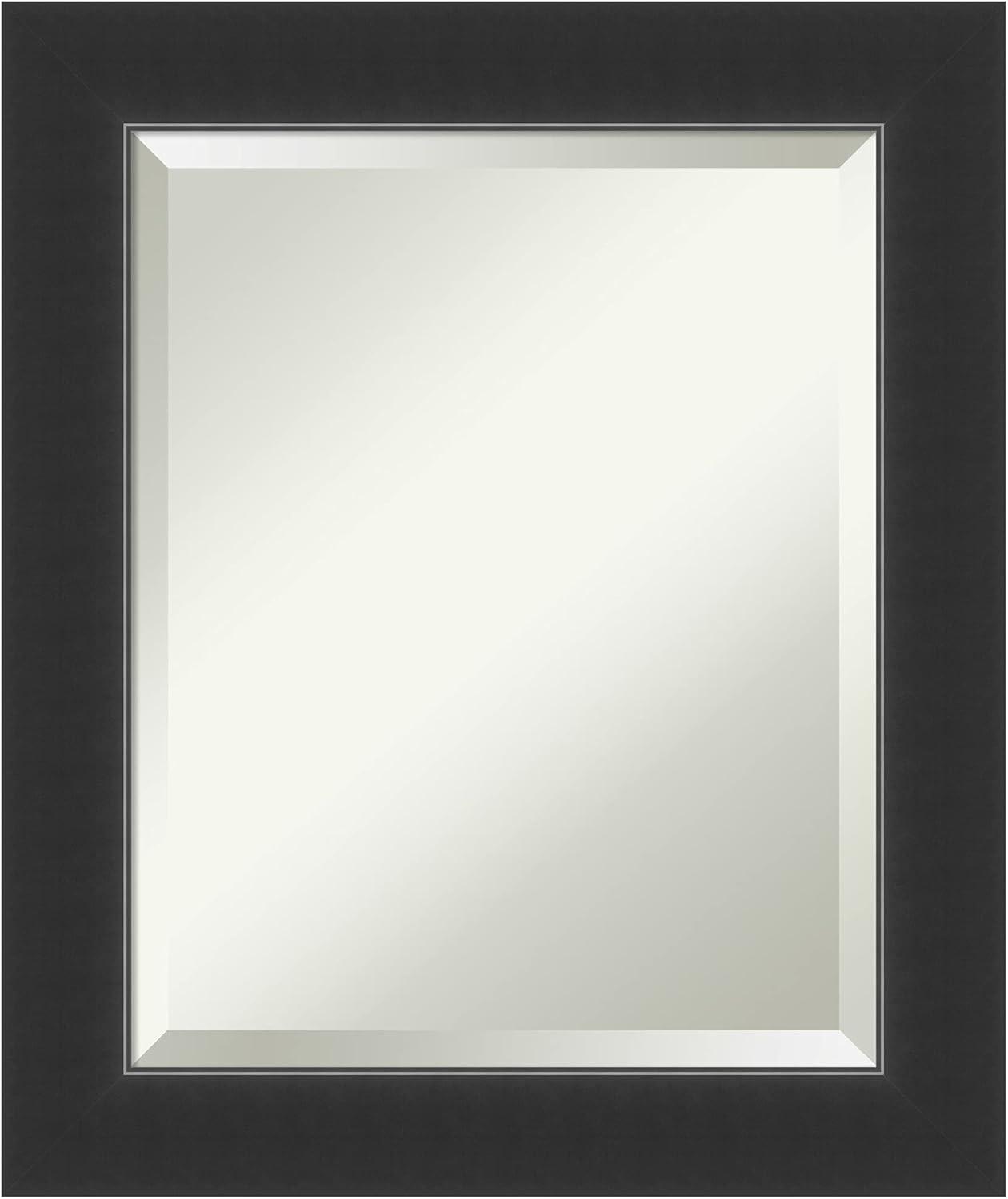 Corvino Satin Black 21x25 Rectangular Wood Bathroom Vanity Mirror