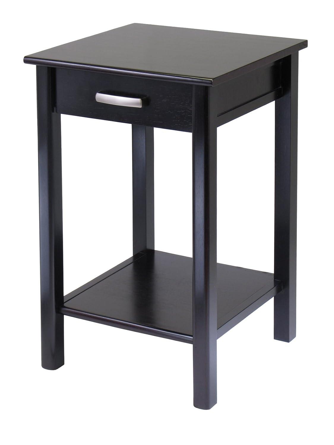 Contemporary Home Living 31" Dark Espresso Unique Liso Square Shaped Top End Table with Drawer and