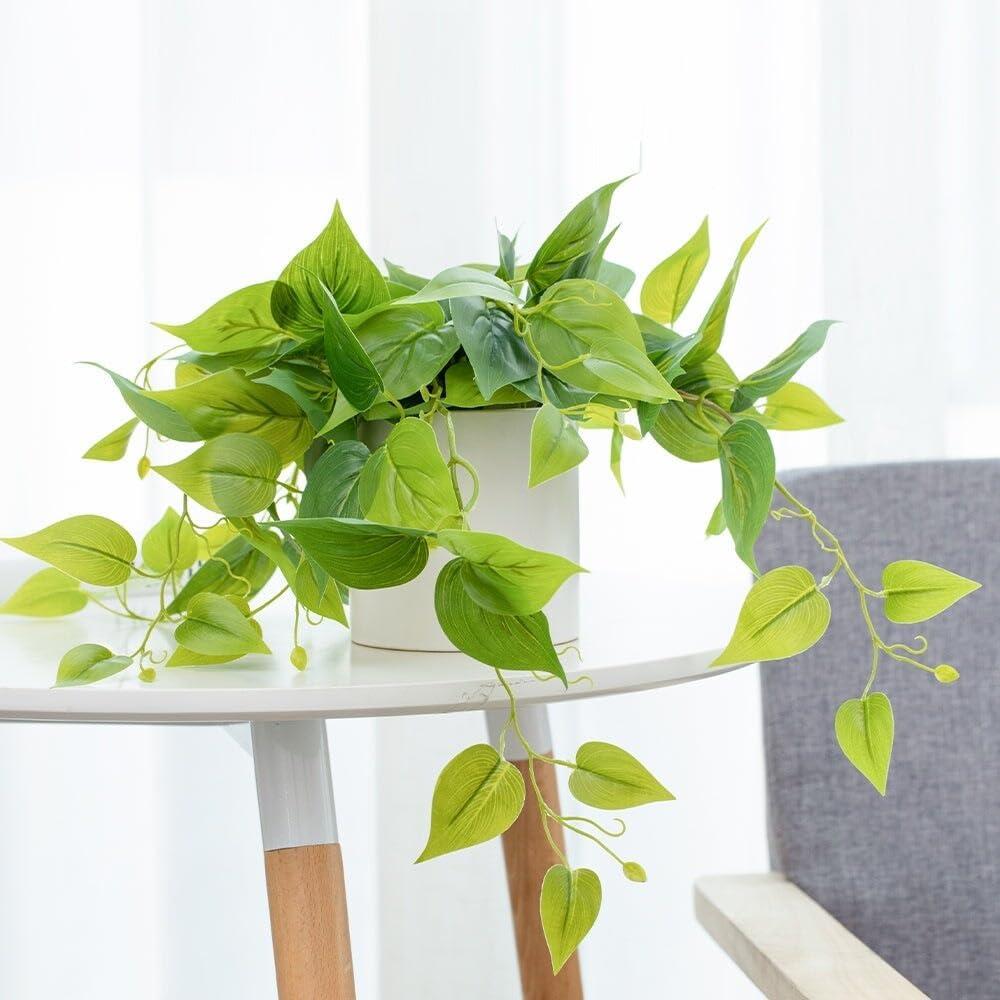 Forever Leaf Artificial Ivy Foliage Plant in White Ceramic Pot, Indoor Artificial Plant for Home Decor