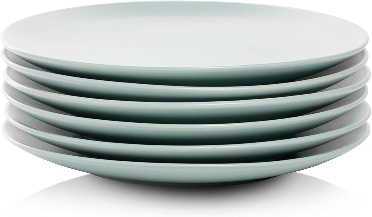 10 Strawberry Street Wazee Matte 8.25" Coupe Salad Plate, Set of 6, Mineral Blue