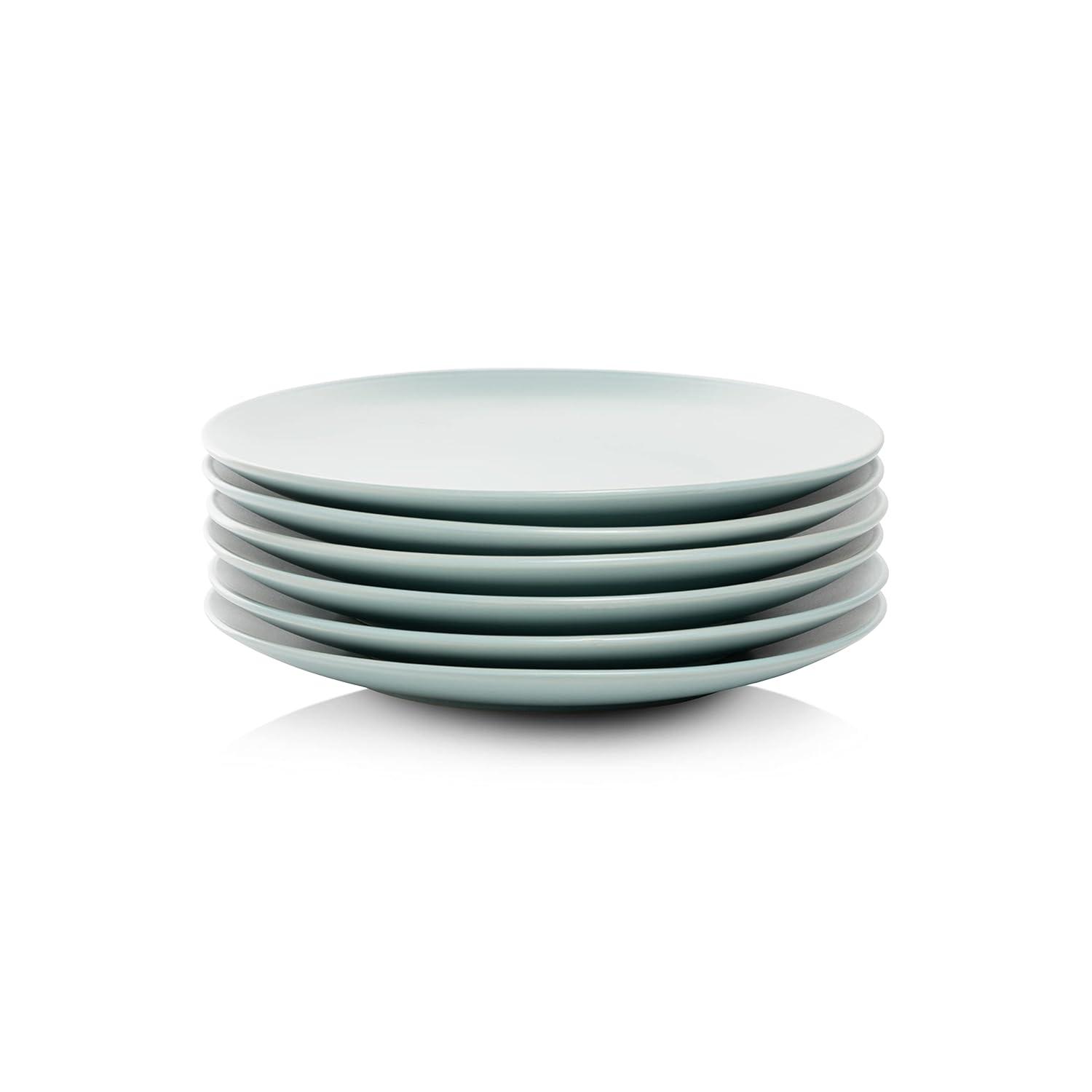 10 Strawberry Street Wazee Matte 8.25" Coupe Salad Plate, Set of 6, Mineral Blue