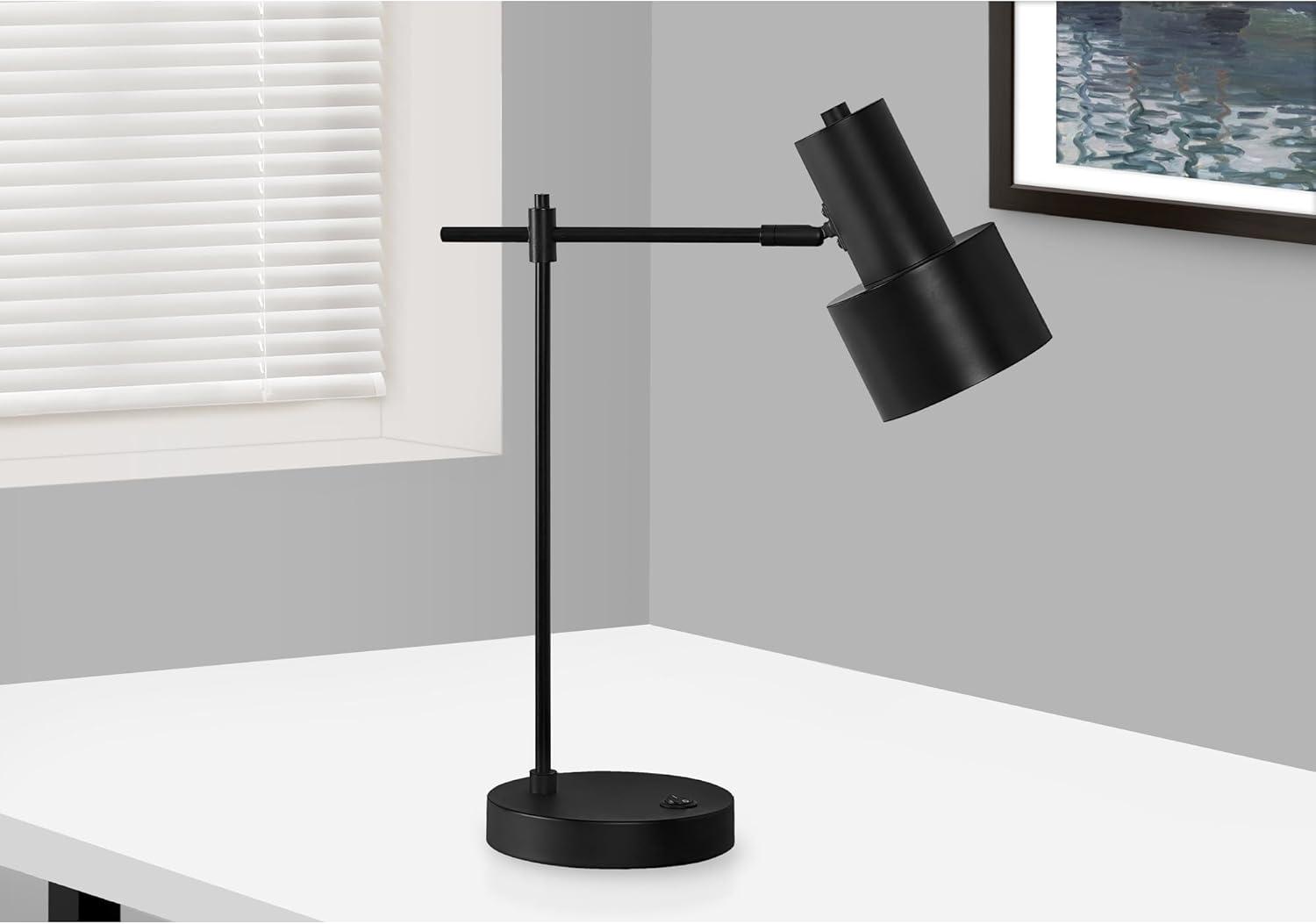 Monarch Specialties Lighting 21inchH Table Lamp Usb Port Included Black Metal Black Shade Modern