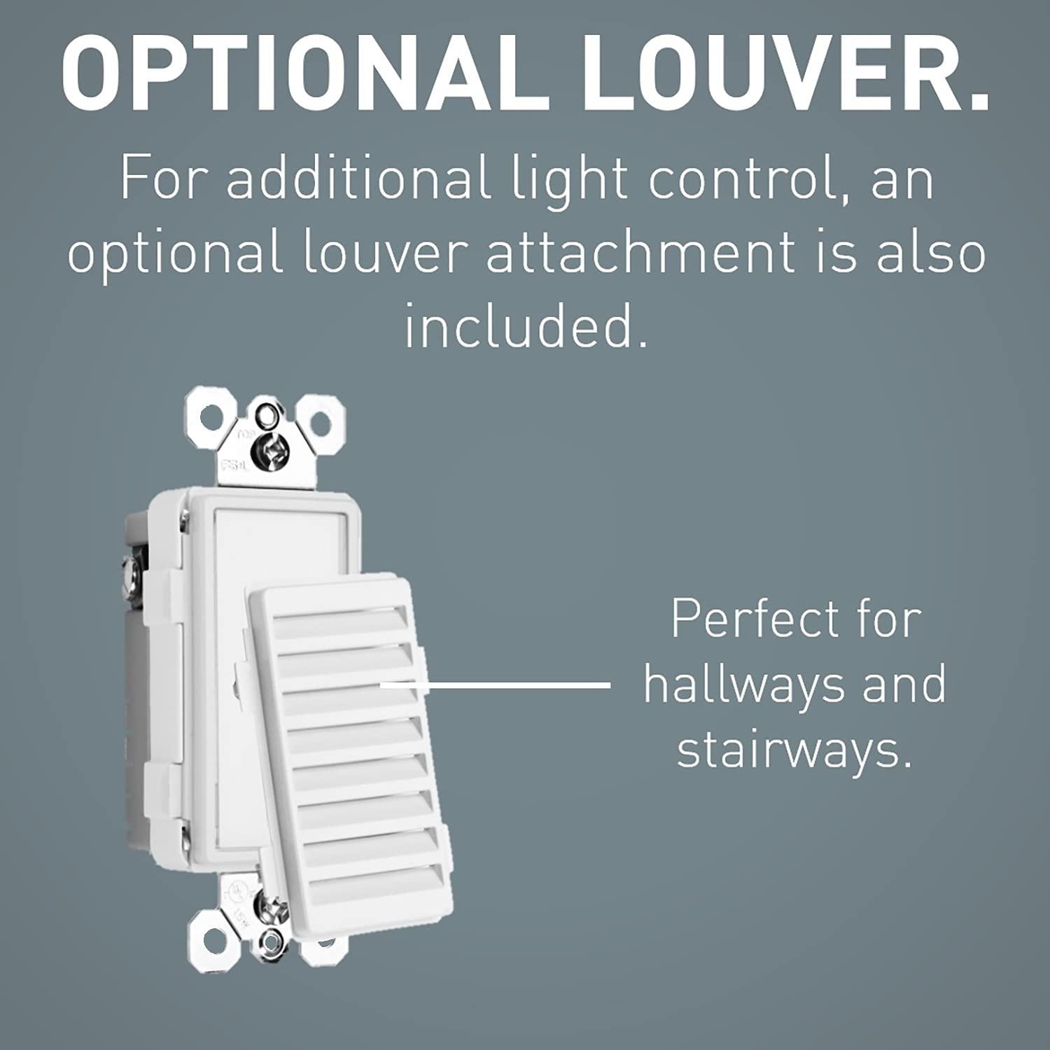Legrand Radiant NTLFULLWPW Full Adjustable LED Night Light Outlet and Screwless Wall Plate, for Hallways and Stairs, Optional Louver, White (1 Count)