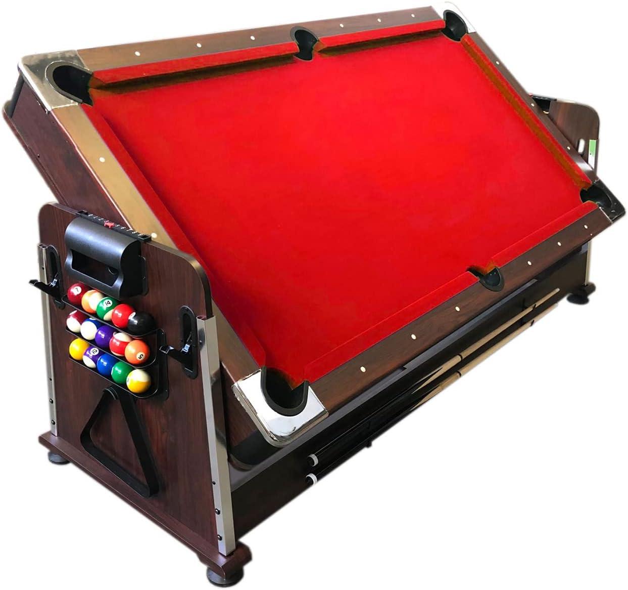 Simba USA Inc Pool Table 7ft Red + Air Hockey + Table Tennis + Table – Crown