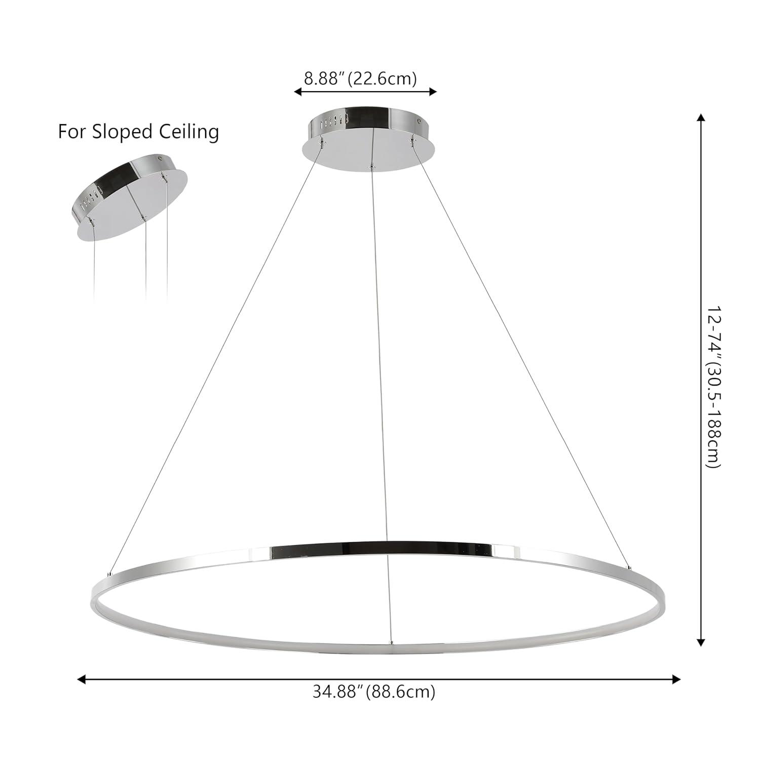 Circulo 34.88" Modern Bohemian Iron Integrated LED Pendant, Chrome