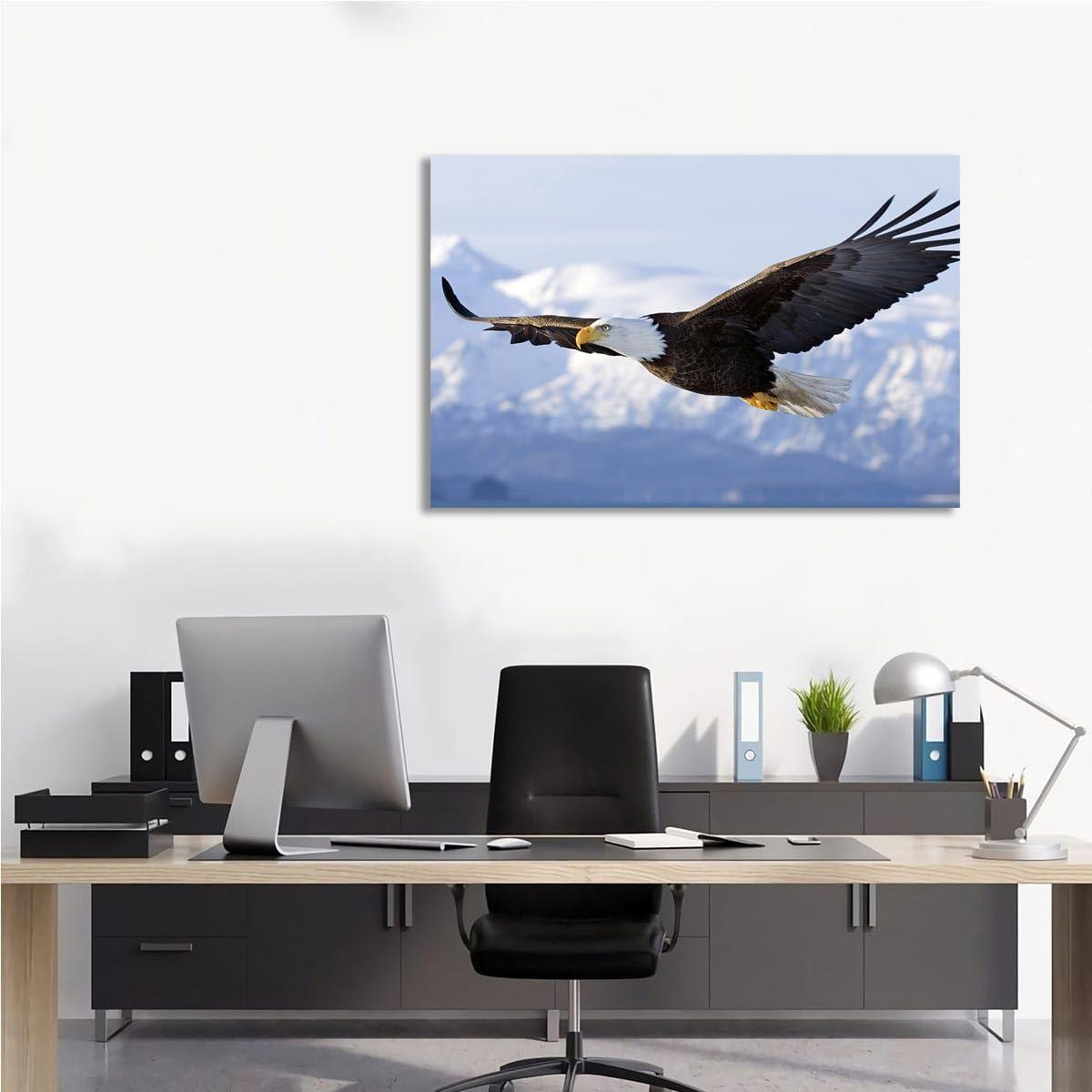 AFLE Bald Eagle Poster,Flying Bird Wildlife,Canvas Wall Art For Living Room Decor Aesthetic Vintage Posters & Prints,College Posters For Guys Cuadros Para Dormitorios,16x24 inches,Unframed