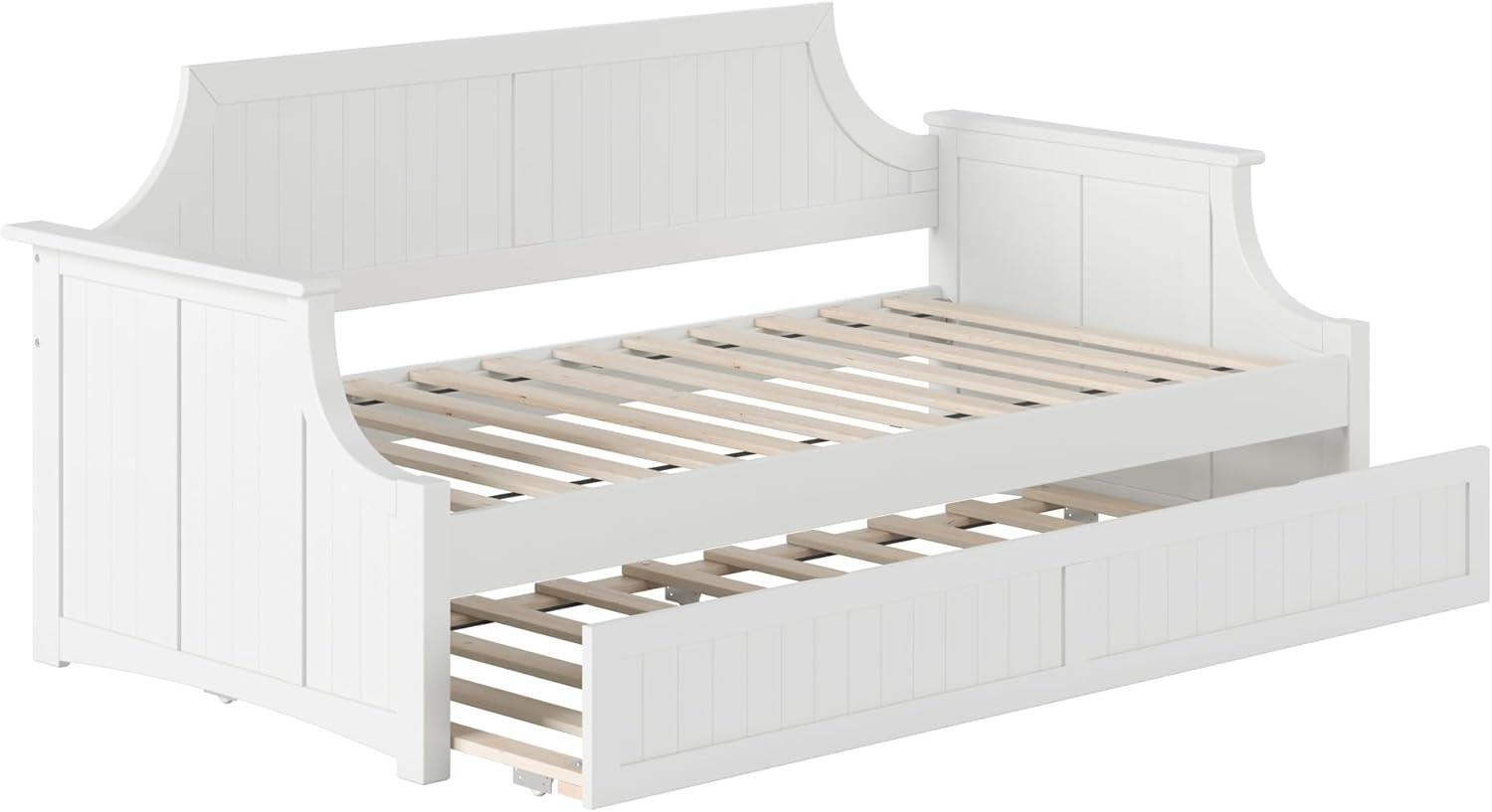 White Twin Wood Daybed with Trundle and Storage Drawers