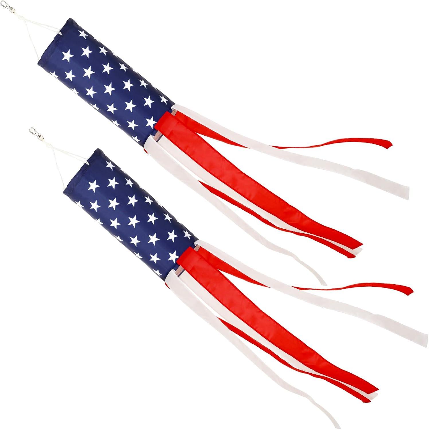 Patriotic 40-Inch Red White and Blue Nylon Windsocks