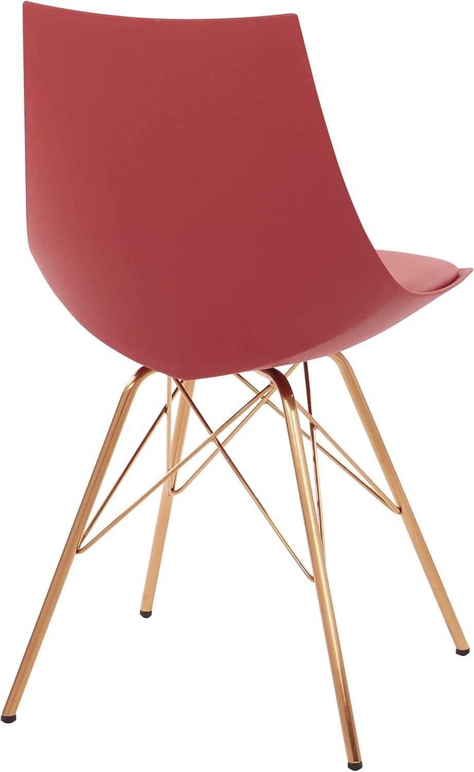 OSP Home Furnishings Oakley Chair in Desert Rose Faux Leather with Gold Chrome Base