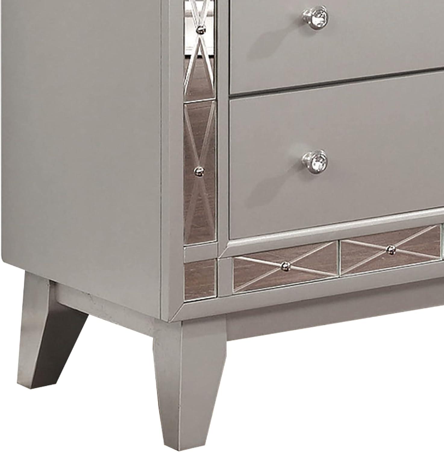 Mercury Silver Glam 5-Drawer Chest with Mirrored Accents