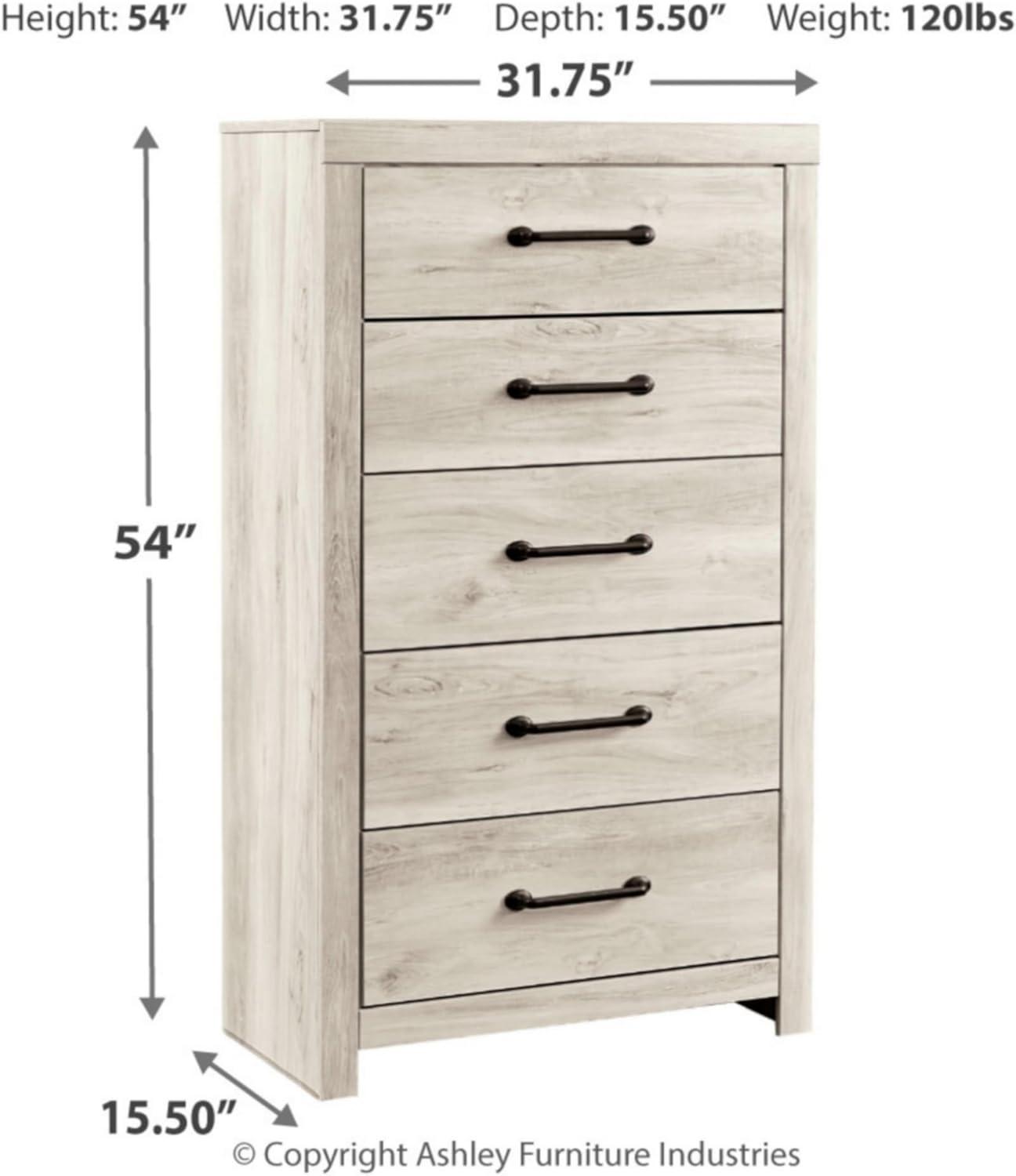 Signature Design by Ashley Cambeck 5 Drawer Chest in Whitewash