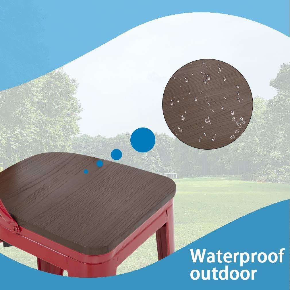 YRLLENSDAN Modern Bar Stool Set of 4 Counter Height Barstool with Back 24 Inches Seat Height Industrial Bar Chairs Indoor Outdoor Metal Kitchen Stools Restaurant Patio Stool Stackable, Bronze