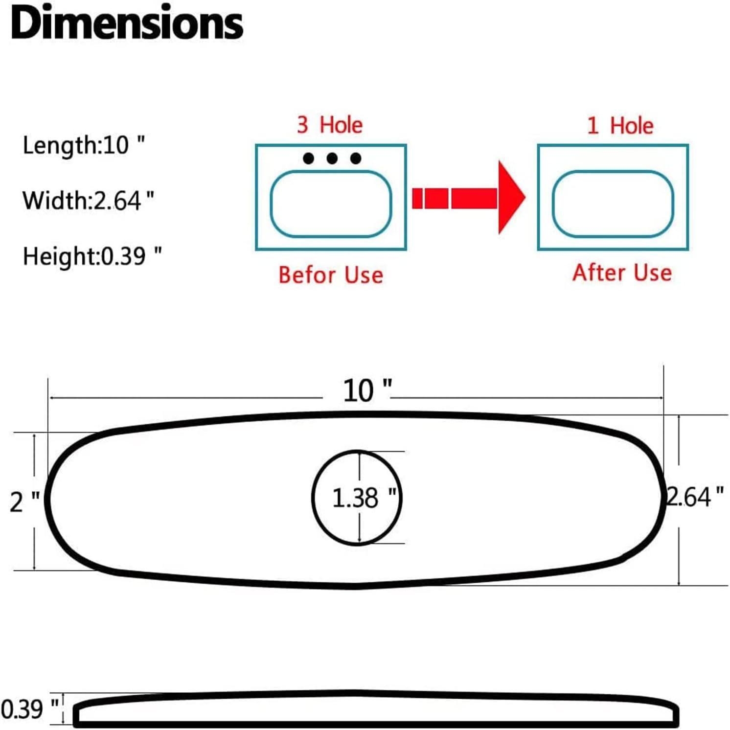 10-Inch Escutcheon Hole Covers In Stainless Steel , Suitable For 1 Or 3-Hole Bathroom Or Kitchen Sink Faucets