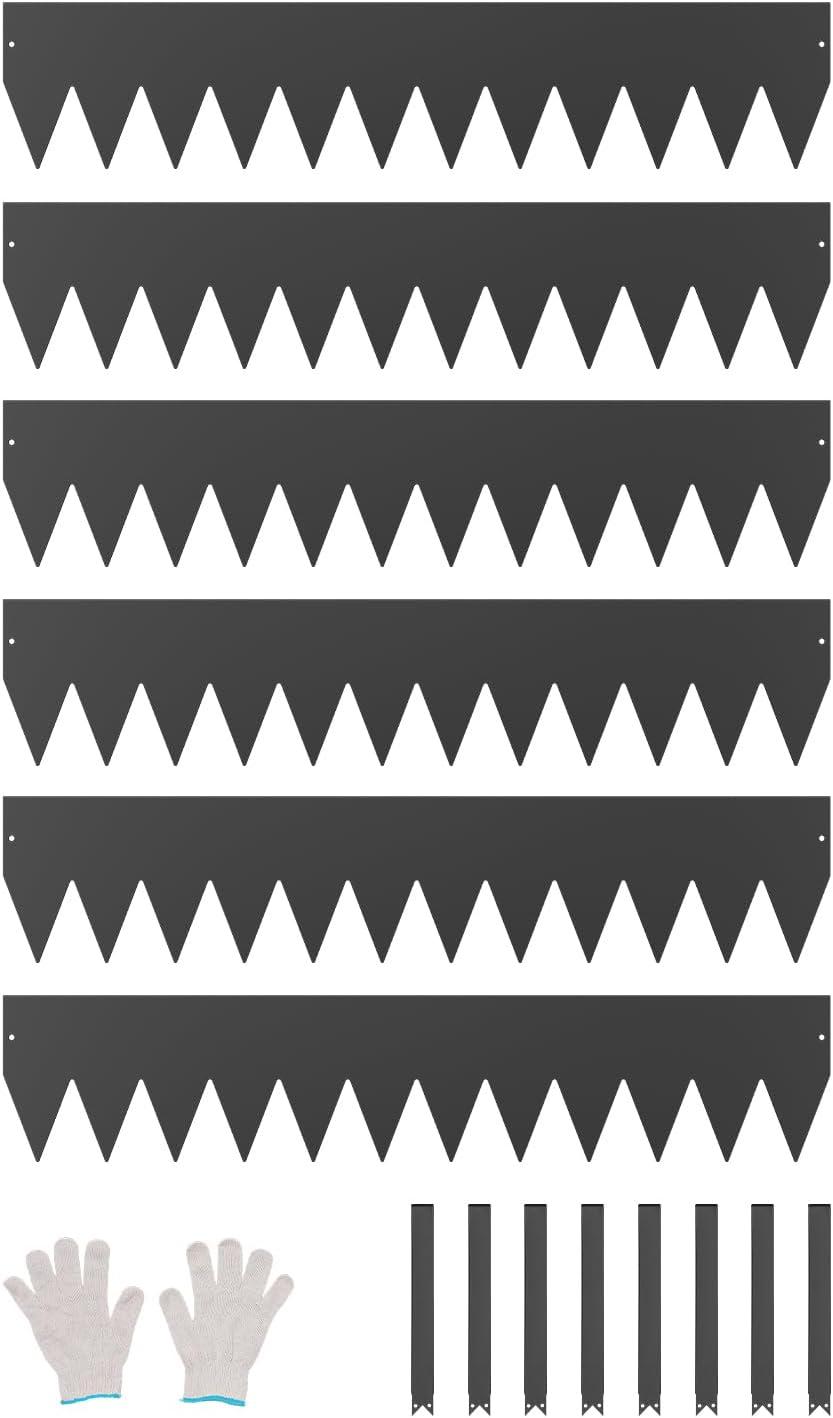 KFFKFF 6 PCS Metal Landscape Edging 40" L x 8" H Galvanized Steel Garden Border Flexible Hammer-In Outdoor Landscaping Edge with 8 Clips for Lawn, Garden, Walkway, Yard (Black)