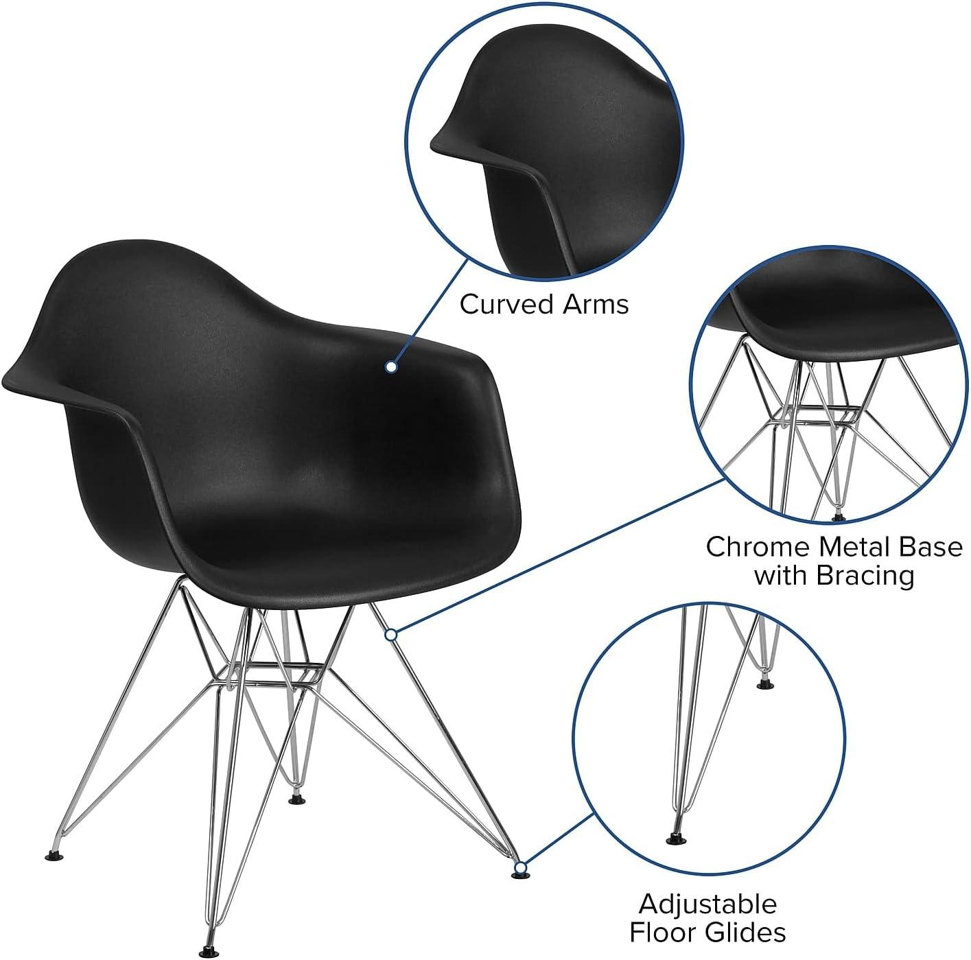 Flash Furniture 2 Pack Alonza Series Black Plastic Chair with Chrome Base