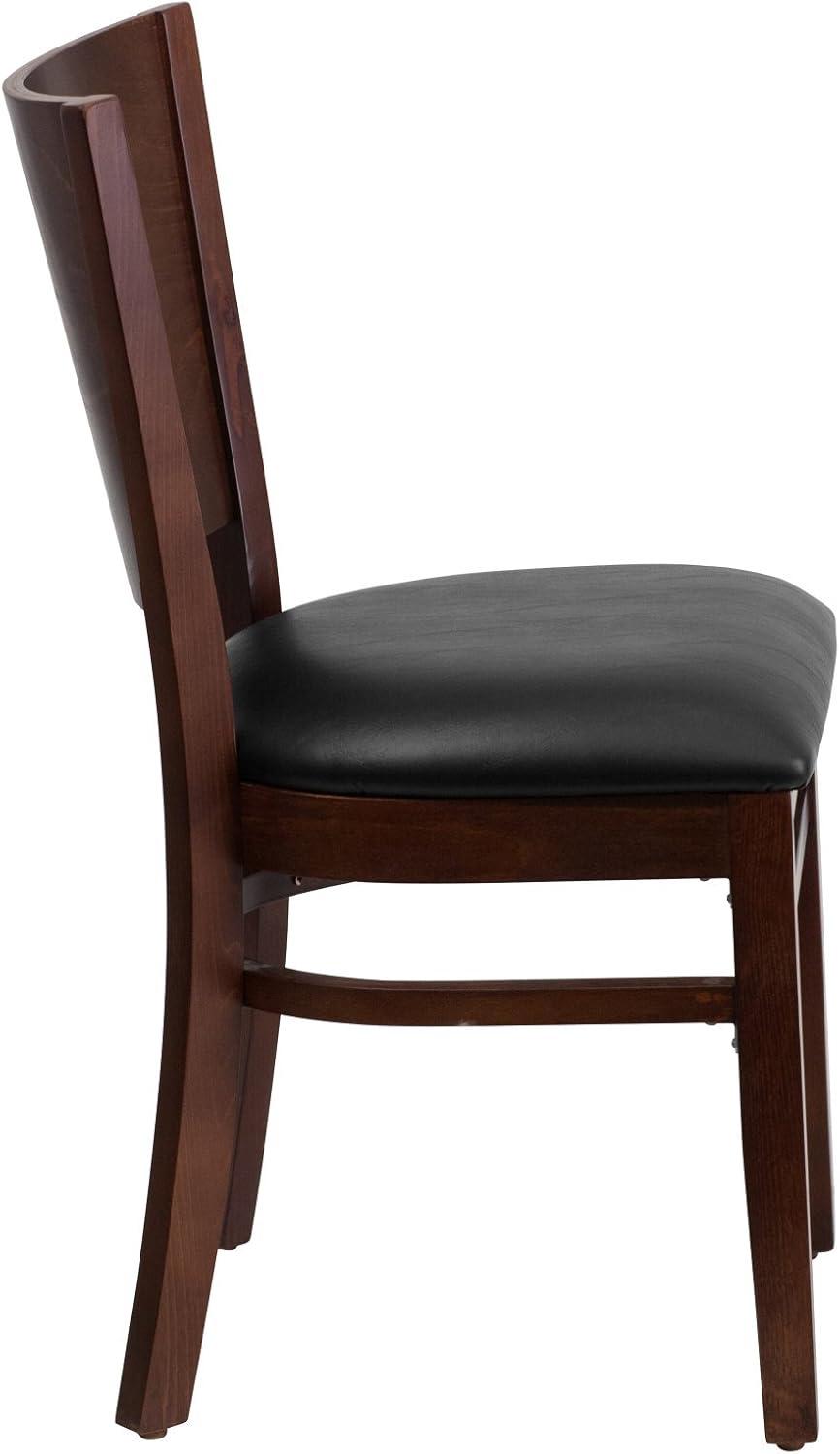 Flash Furniture Lacey Series Solid Back Walnut Wood Restaurant Chair - Burgundy Vinyl Seat