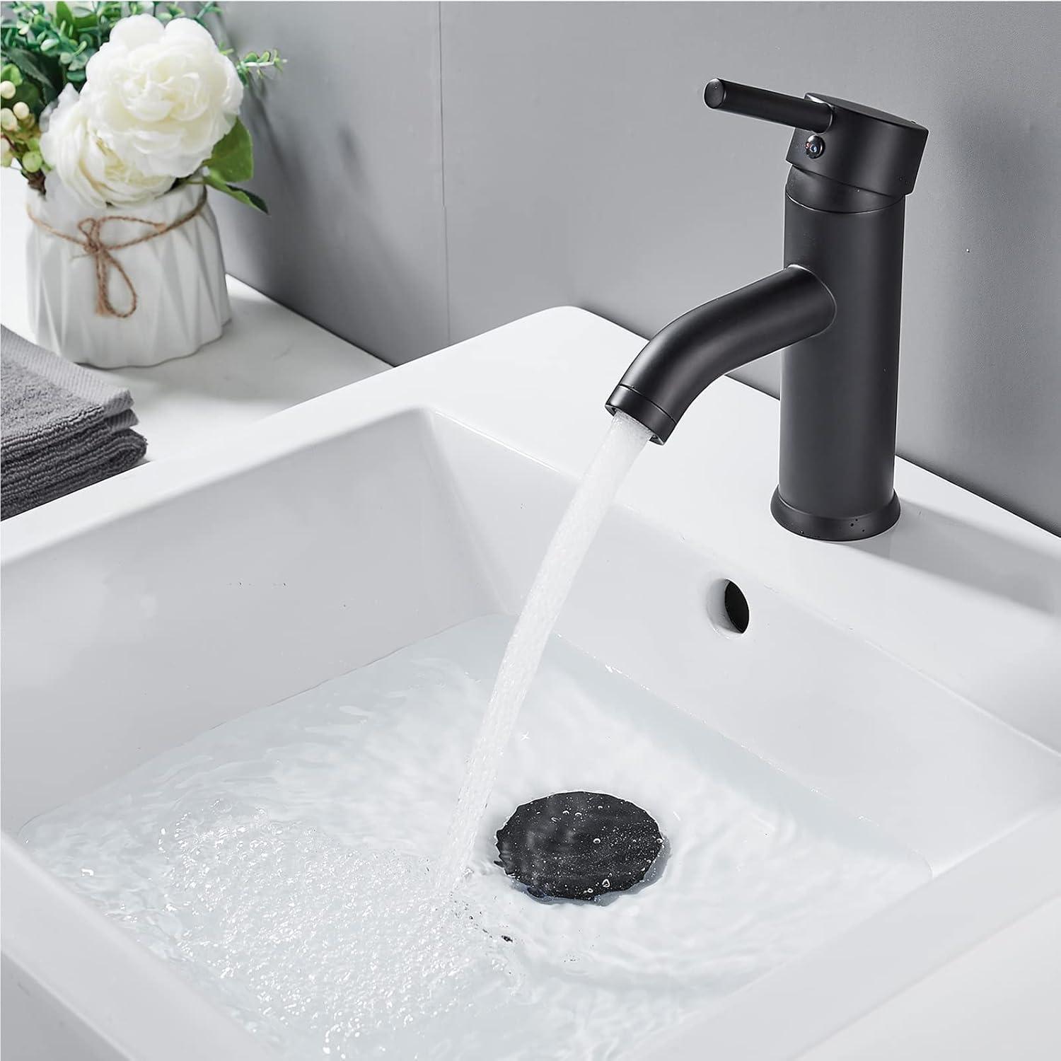 Bathroom faucet single hole with pop-up drain for 1-hole or 3-hole installation