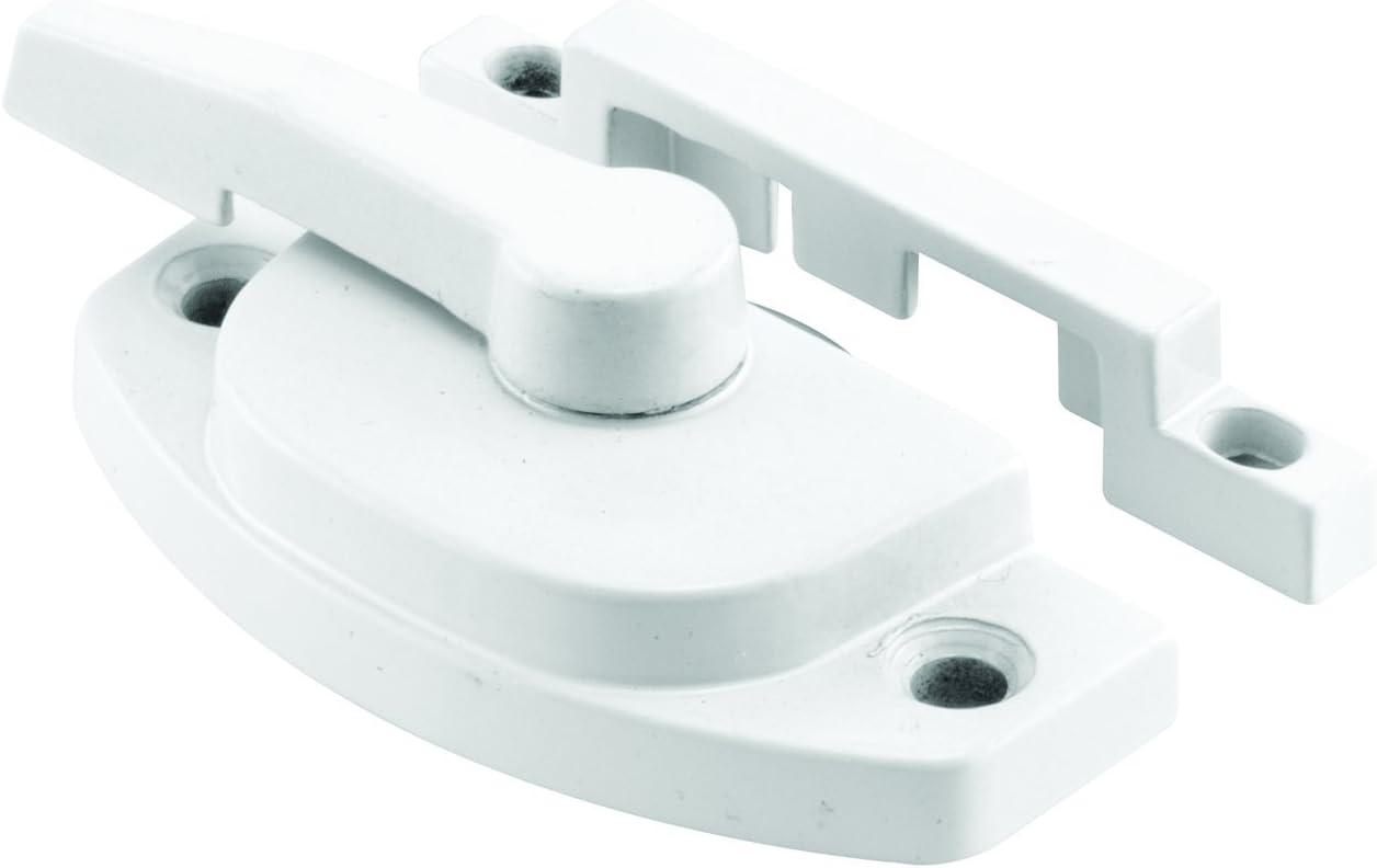 Prime-Line F 2588 Sash Lock, 2-1/16 In. Hole Centers, Fits Single and Double Hung vinyl Windows, Diecast, White, (Single Pack)