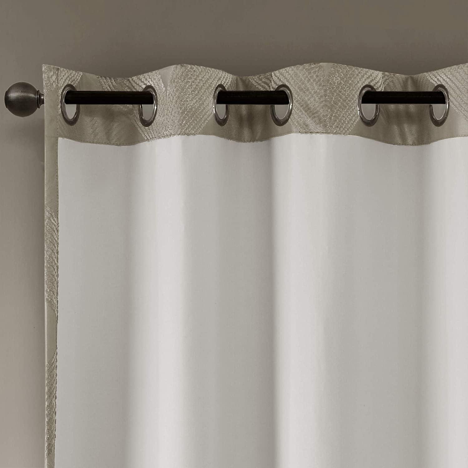 Madison Park Bentley Ogee Knitted Jacquard Geometric Total Blackout Single Curtain Panel