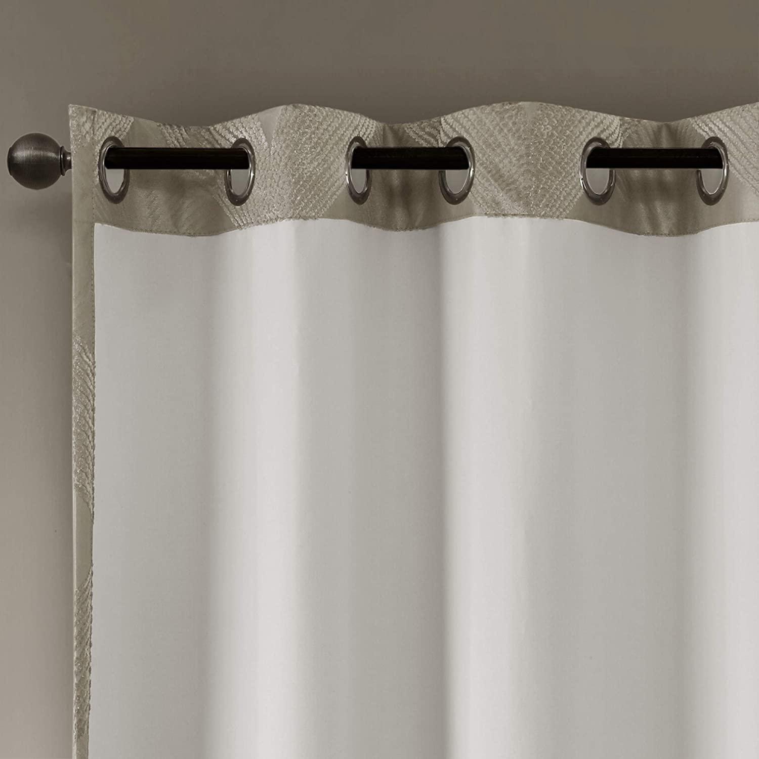 Madison Park Bentley Ogee Knitted Jacquard Geometric Total Blackout Single Curtain Panel