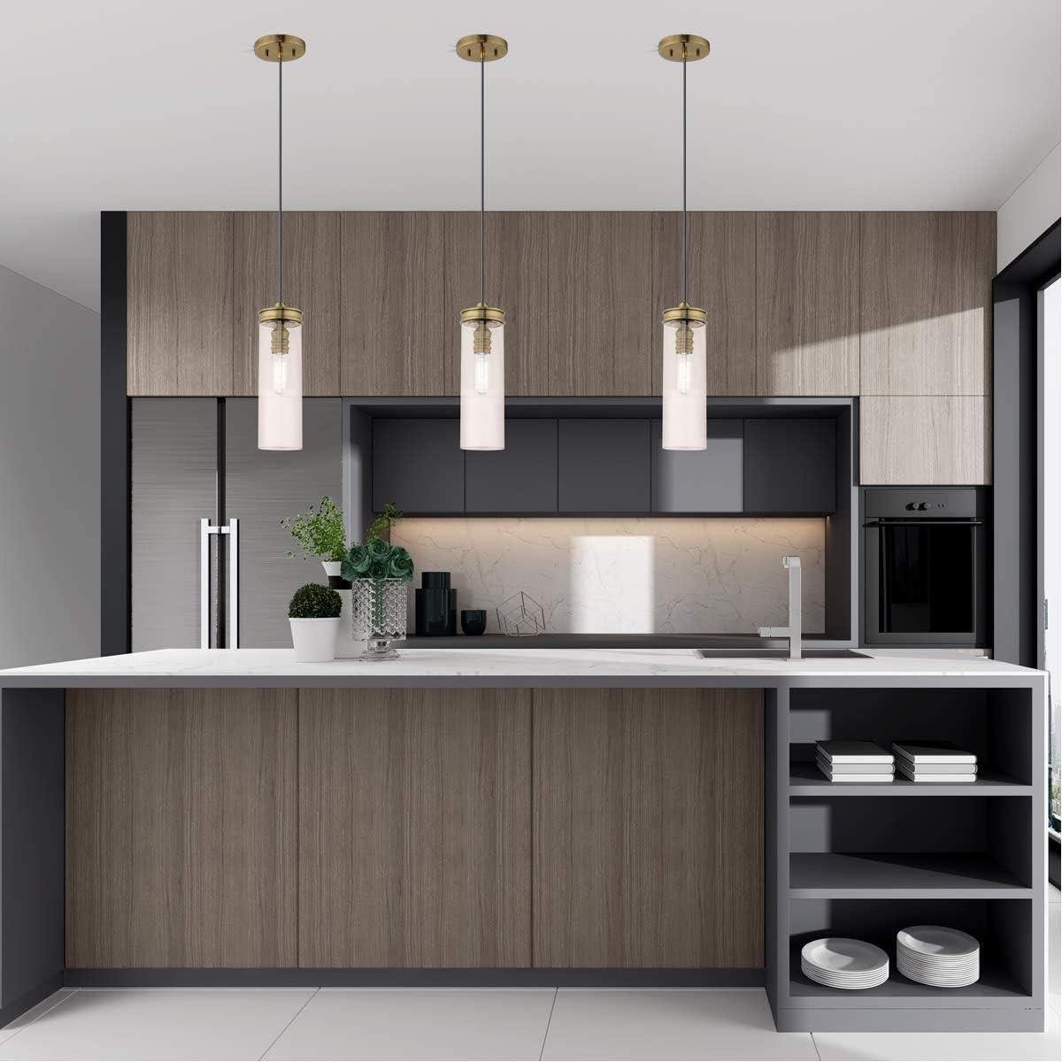 Livex Lighting Art Glass 1 - Light Pendant in  Antique Brass