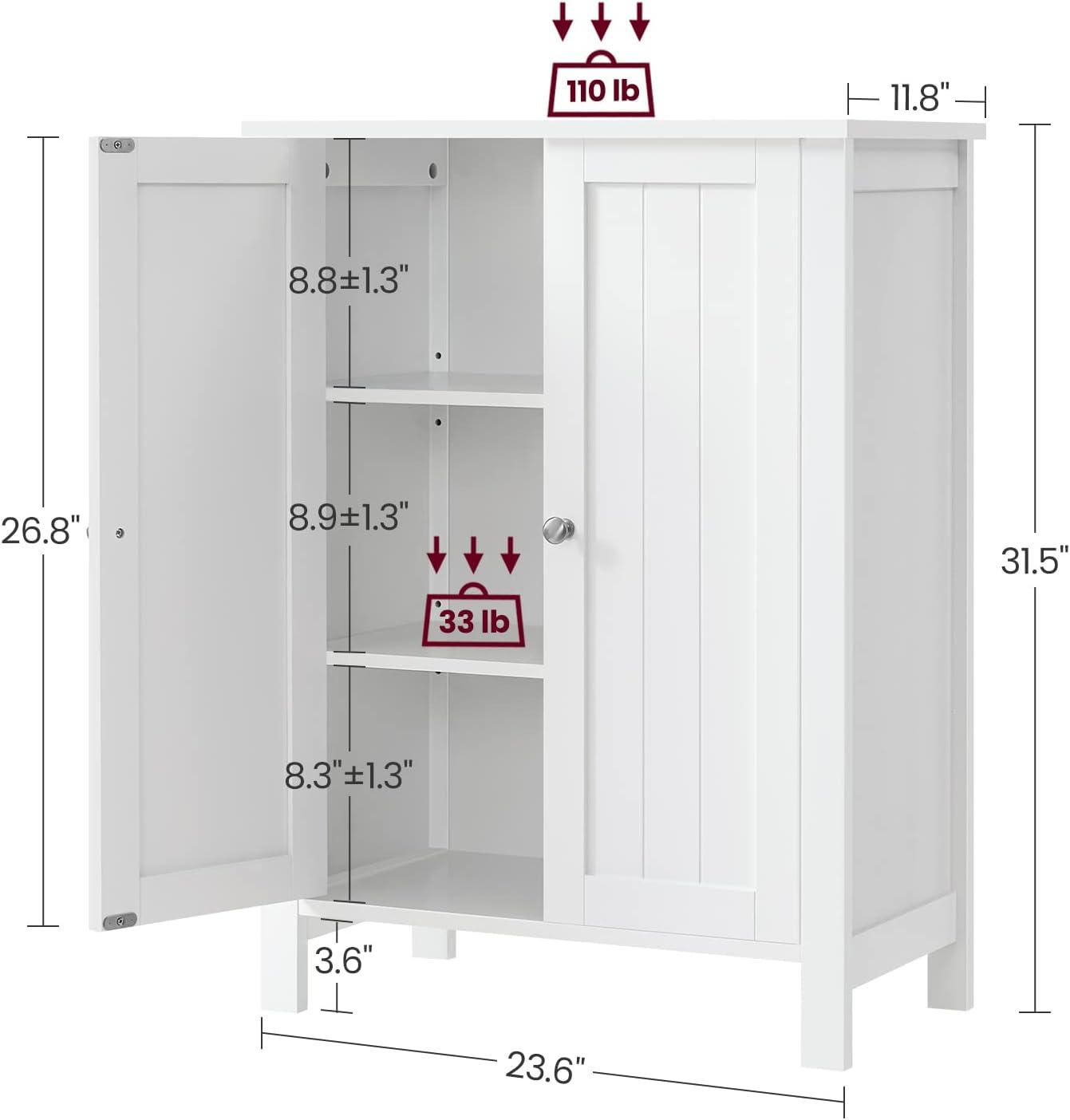 White Wooden Living Room Cabinet with Adjustable Shelving