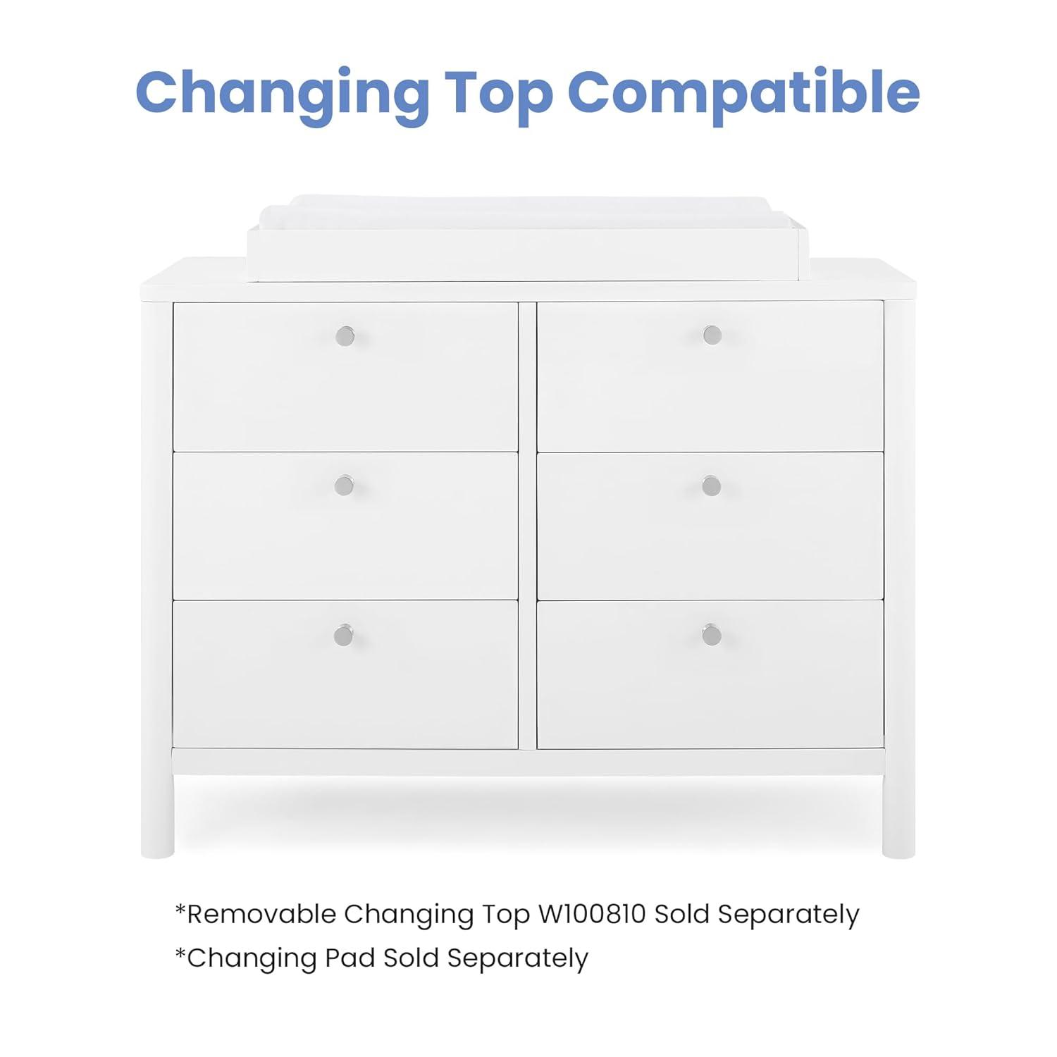 Delta Children Delta Children Brooks 6 Drawer Dresser With Interlocking Drawers (Includes 3 Sets Of Knobs – Choose From Natural, Brushed Nickel & Melted Bronze), Bianca