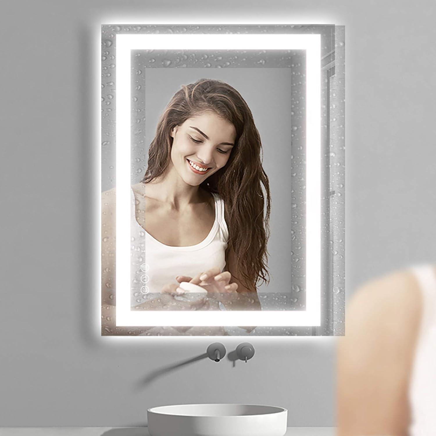 Amorho 40" x 32" LED Backlit Anti-Fog Bathroom Mirror