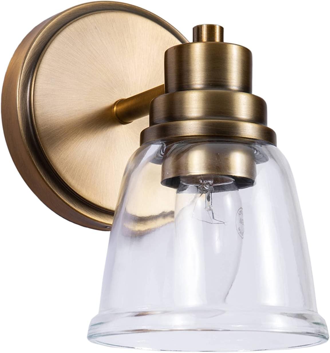 Warm Brass and Clear Glass Outdoor Wall Sconce